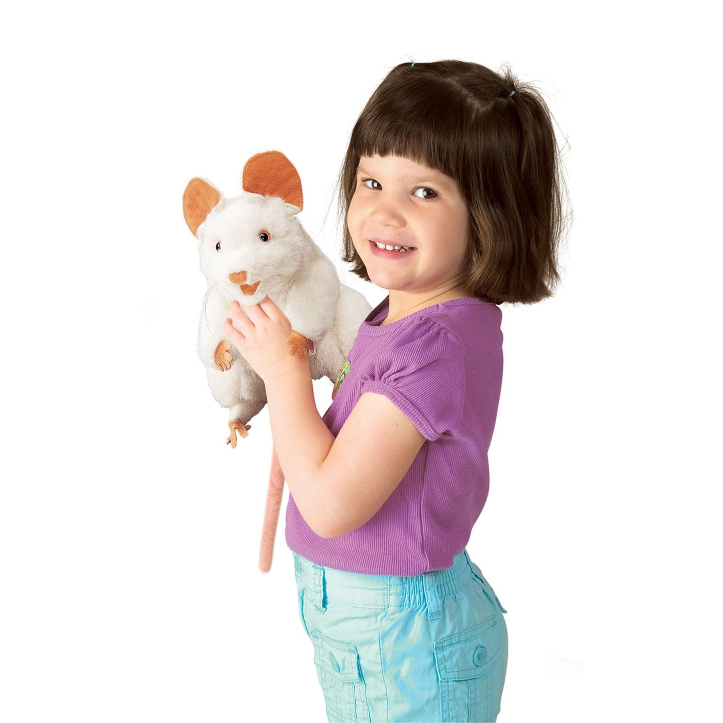 Folkmanis Mouse Hand Puppet, White | Expressive Plush Puppet for Storytelling