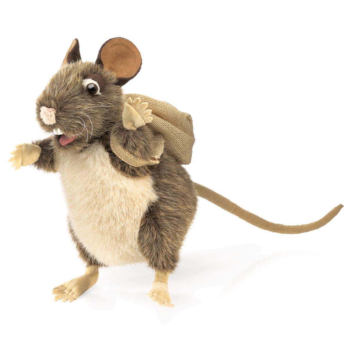 Folkmanis Pack Rat Hand Puppet – Brown & Beige Plush for Storytelling & Stage