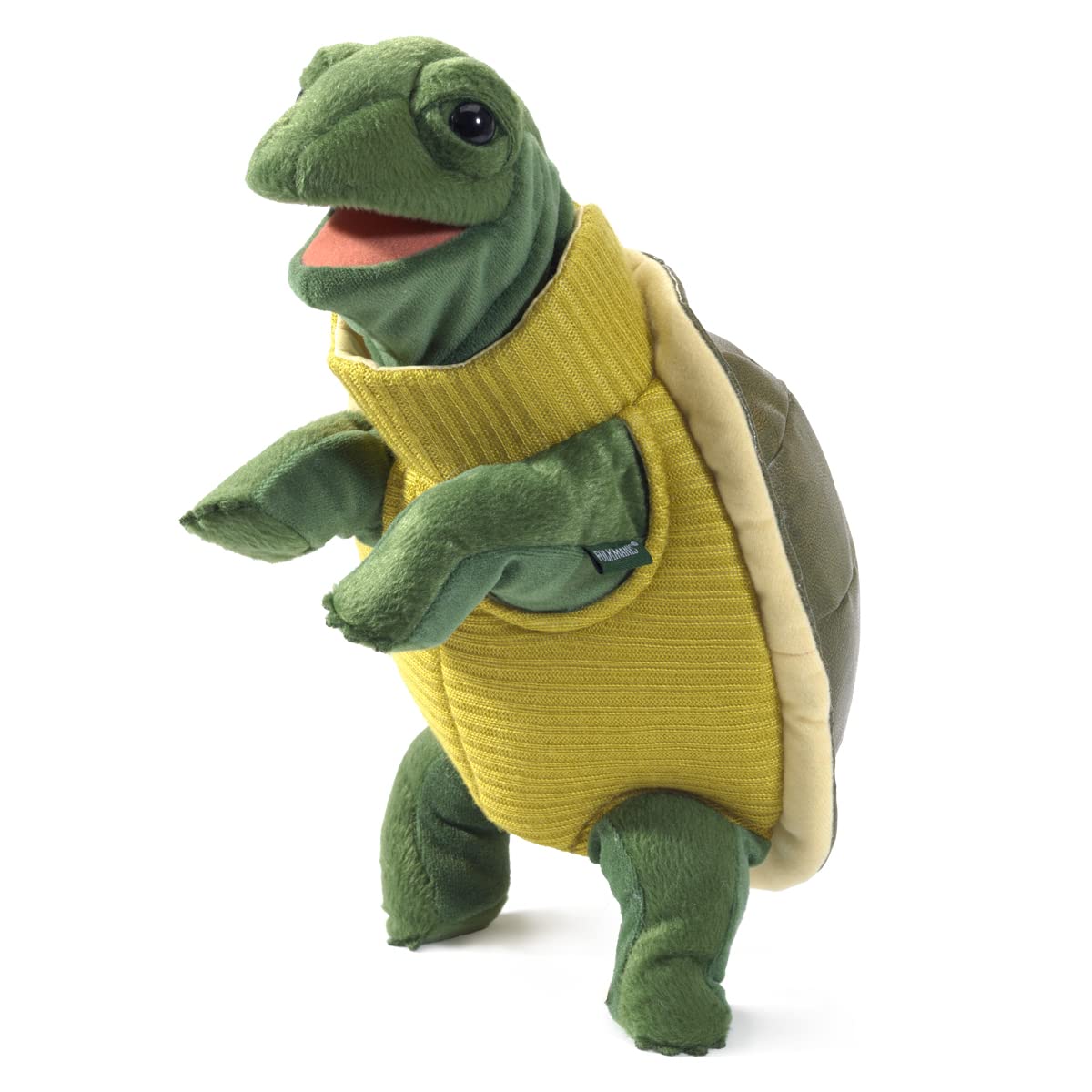 Folkmanis Turtleneck Turtle Hand Puppet – Movable Mouth & Front Legs