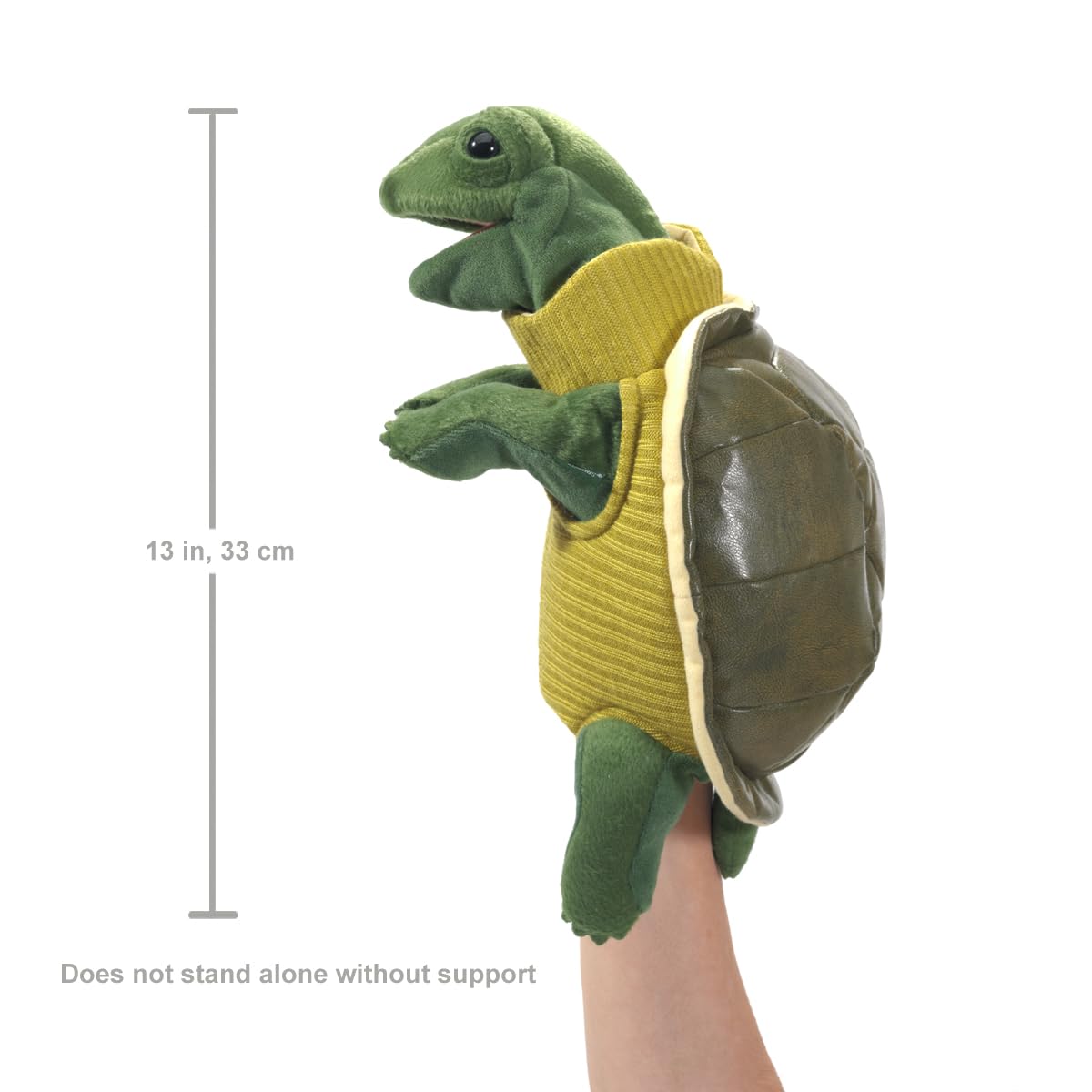 Folkmanis Turtleneck Turtle Hand Puppet – Movable Mouth & Front Legs