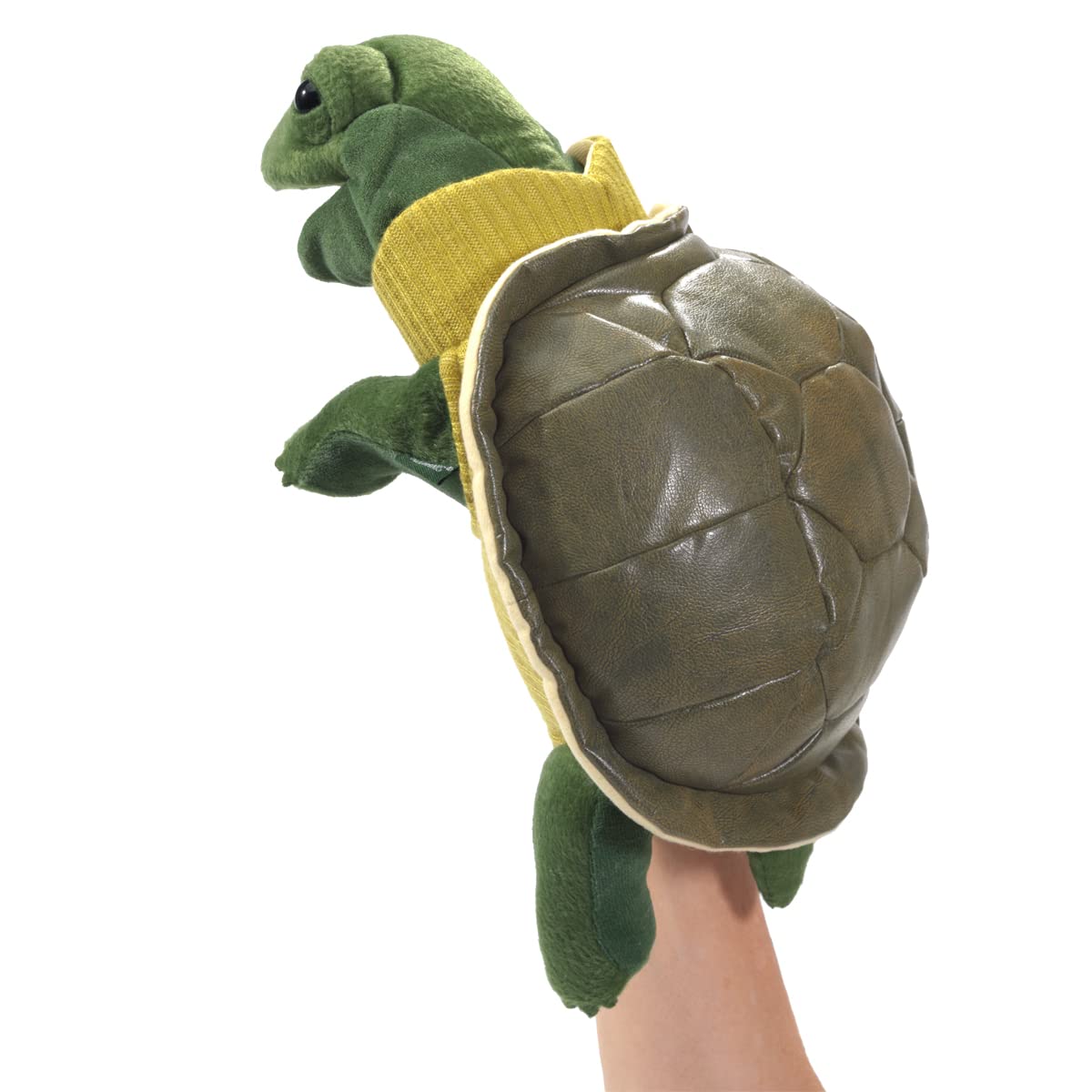 Folkmanis Turtleneck Turtle Hand Puppet – Movable Mouth & Front Legs