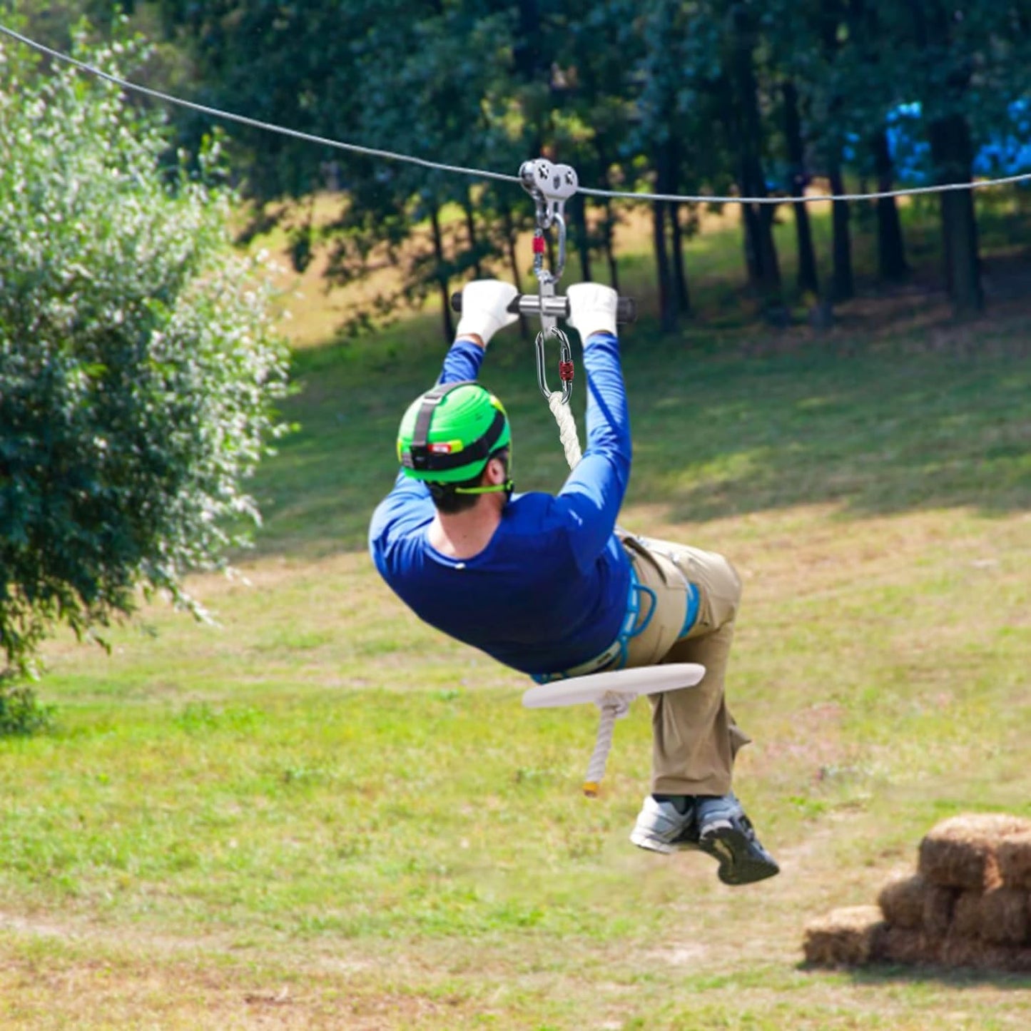 Fologtoo Zipline Seat Kit for Kids & Adults — Replacement Seat with Carabiner & Adjustable Rope