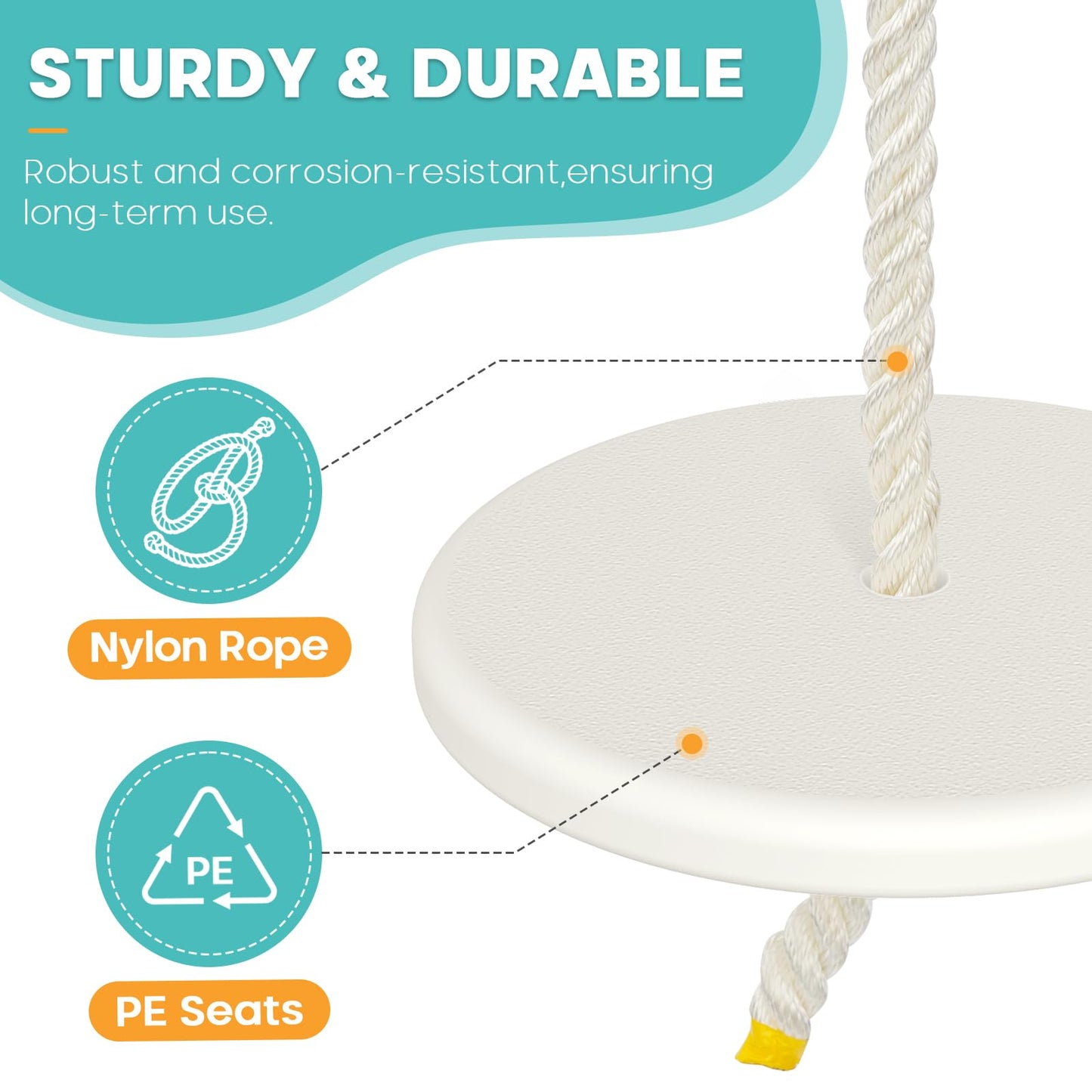 Fologtoo Zipline Seat Kit for Kids & Adults — Replacement Seat with Carabiner & Adjustable Rope