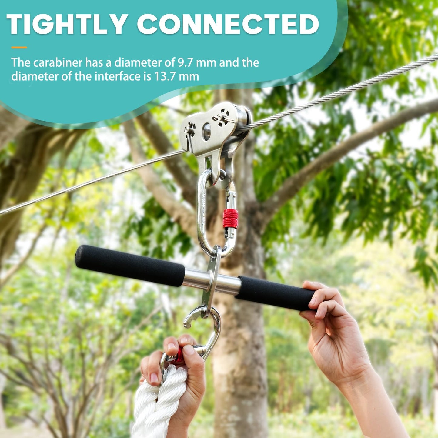 Fologtoo Zipline Seat Kit for Kids & Adults — Replacement Seat with Carabiner & Adjustable Rope