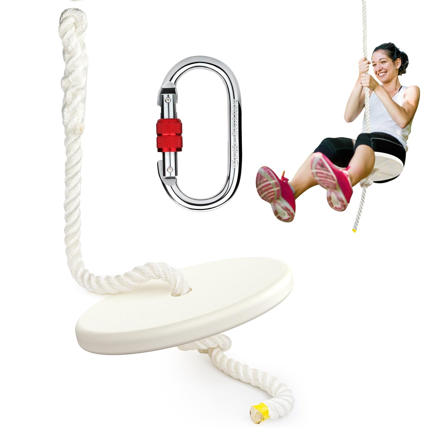 Fologtoo Zipline Seat Kit for Kids & Adults — Replacement Seat with Carabiner & Adjustable Rope