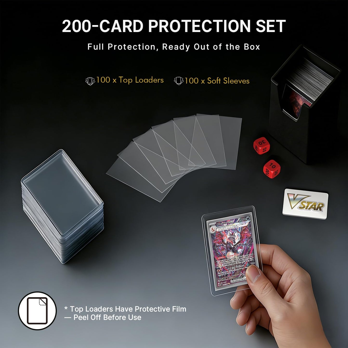 Foluck 9-Pocket Top Loader Binder: 252 Cards, 200 Top Loaders & Sleeves Included