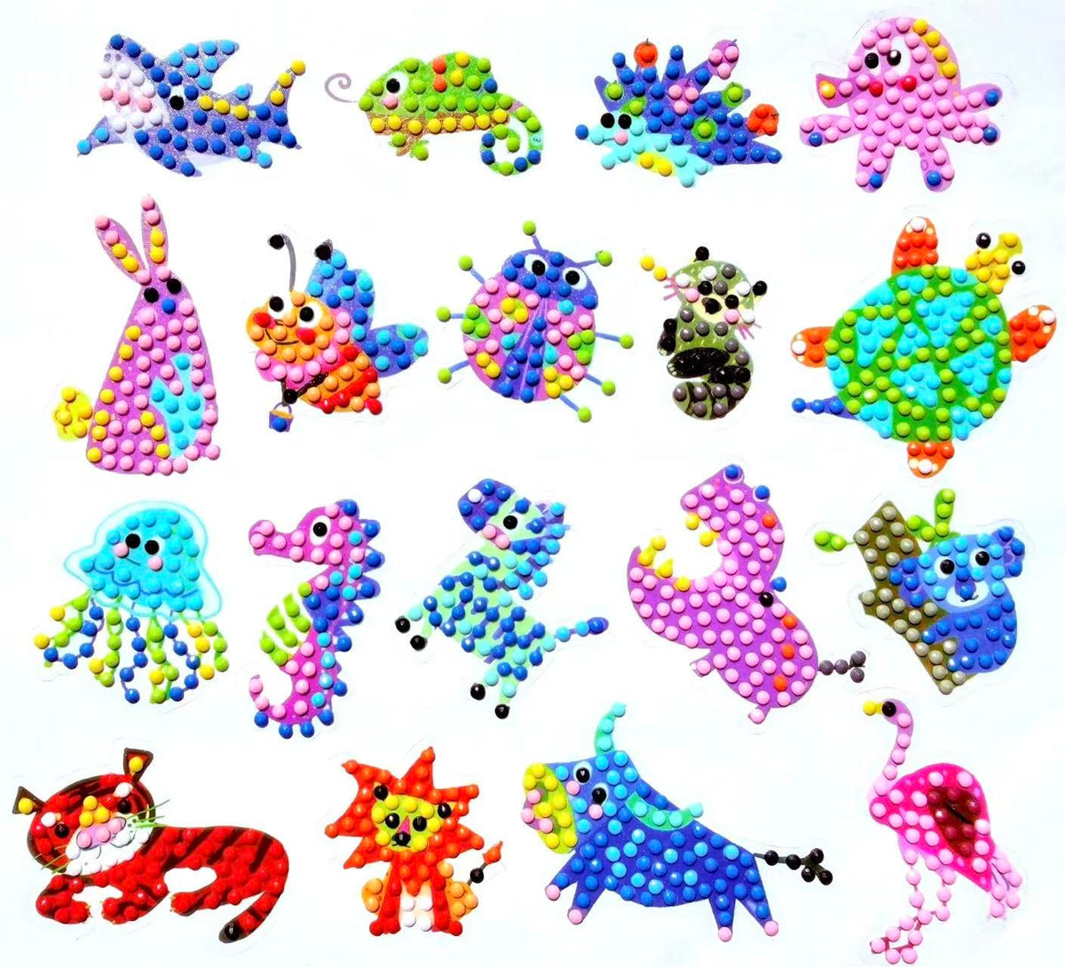 FONYANE Diamond Art Kit for Kids – 18-Piece Animal Mosaic Sticker Set (Ages 4-12)