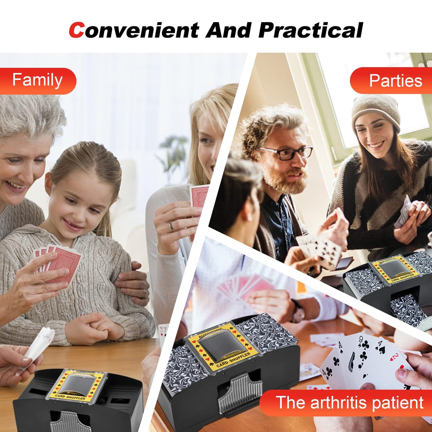 FONBEAR 2 Deck Automatic Card Shuffler — USB & Battery Powered