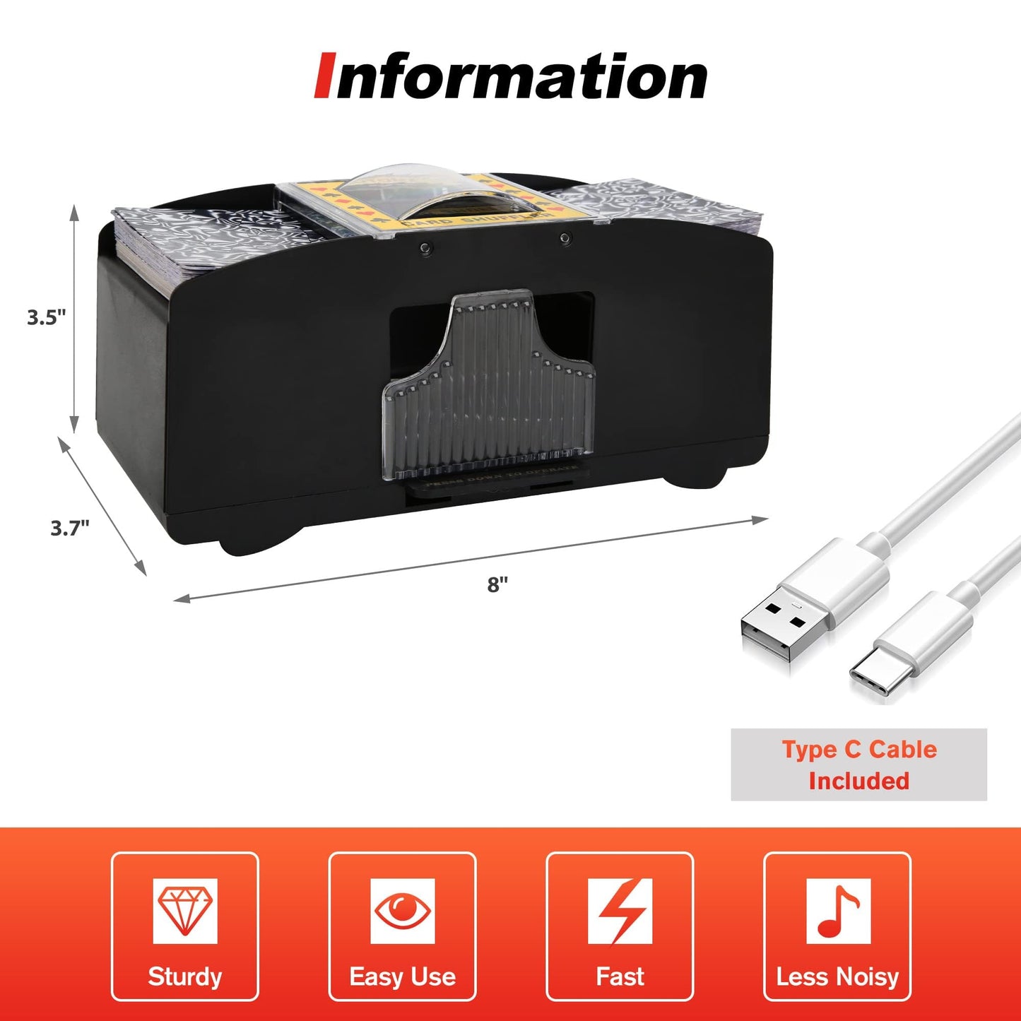 FONBEAR 2 Deck Automatic Card Shuffler — USB & Battery Powered