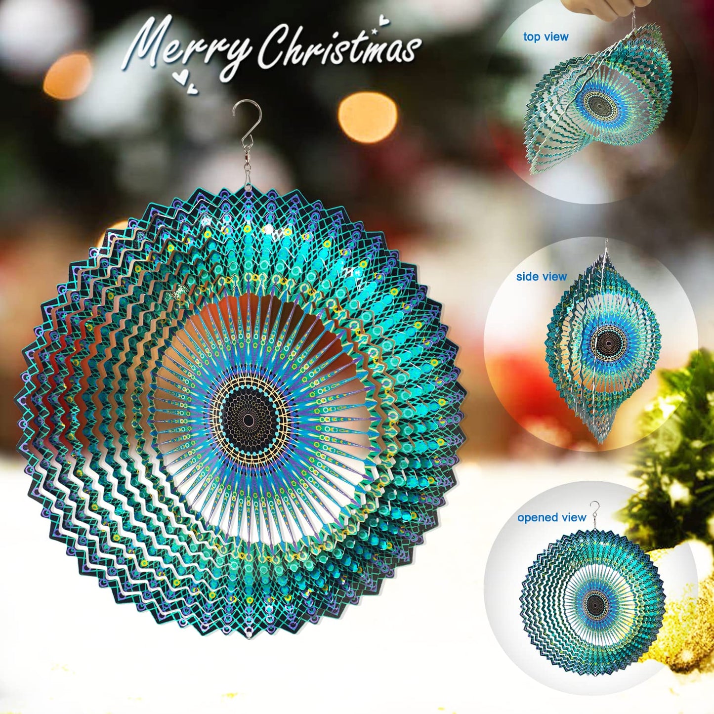 FONMY Wind Spinner Mandala Starry Sky – 12-inch 3D Stainless Steel Laser-Cut Kinetic Garden Art