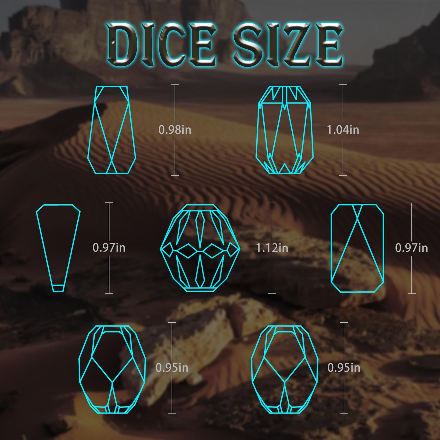 FONVGOGO Stonehenge Metal DND Dice Set – 7 Polyhedral Dice in Blue