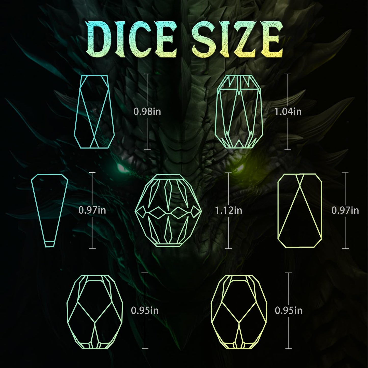 FONVGOGO Metal DND Dice Set – 7 Polyhedral D&D Dice in Blue Yellow with Case