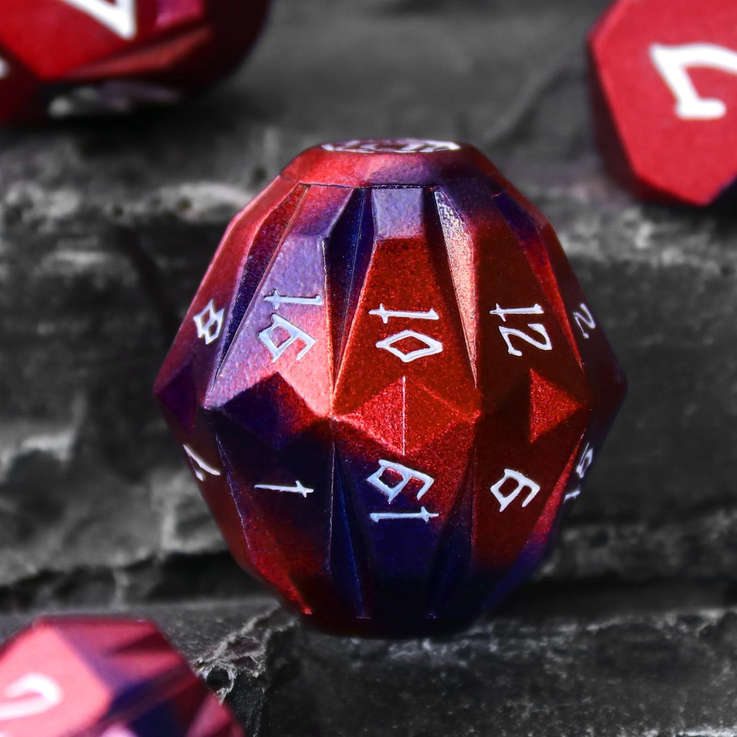 FONVGOGO Metal Dice Set – D&D Polyhedral Dice with Case (Black Red)