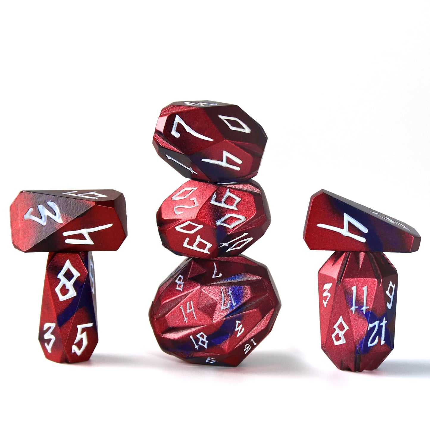 FONVGOGO Metal Dice Set – D&D Polyhedral Dice with Case (Black Red)