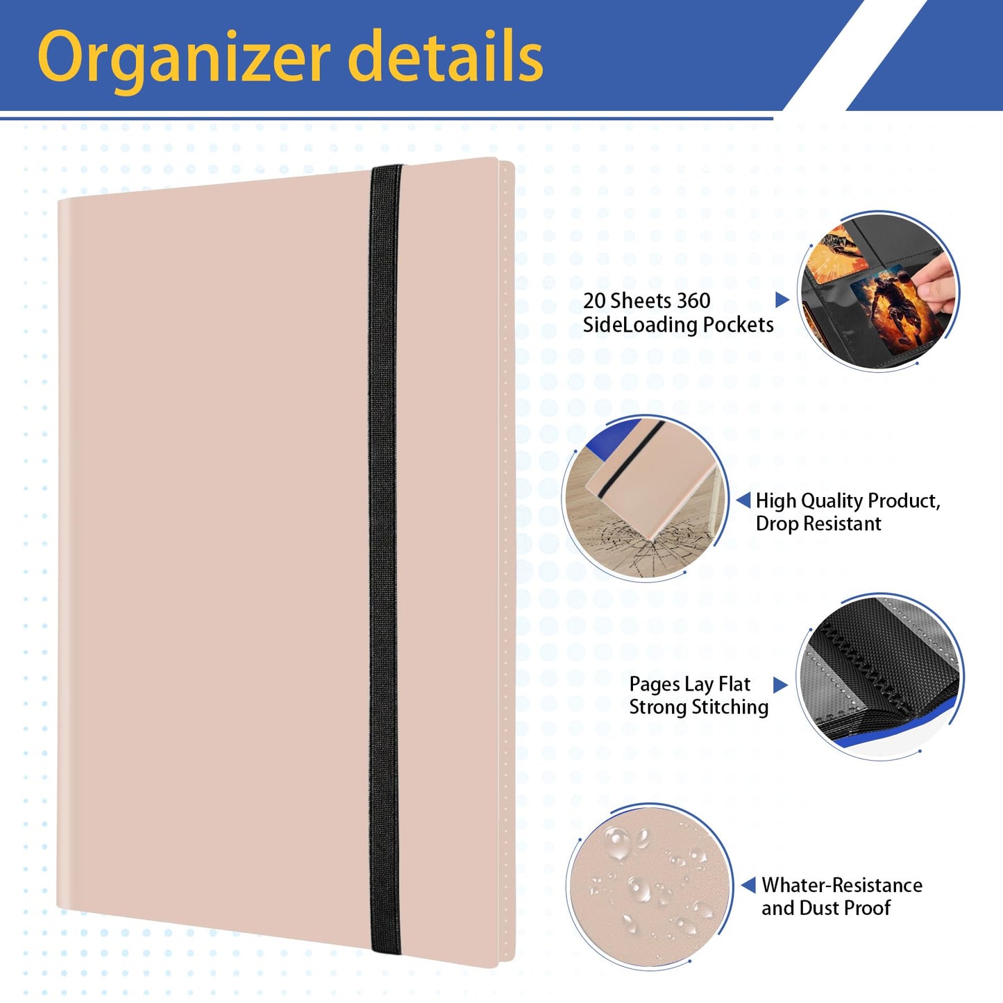 Fonwill 9-Pocket Trading Card Binder – 360 Cards, Pink Edition, Durable Polypropylene