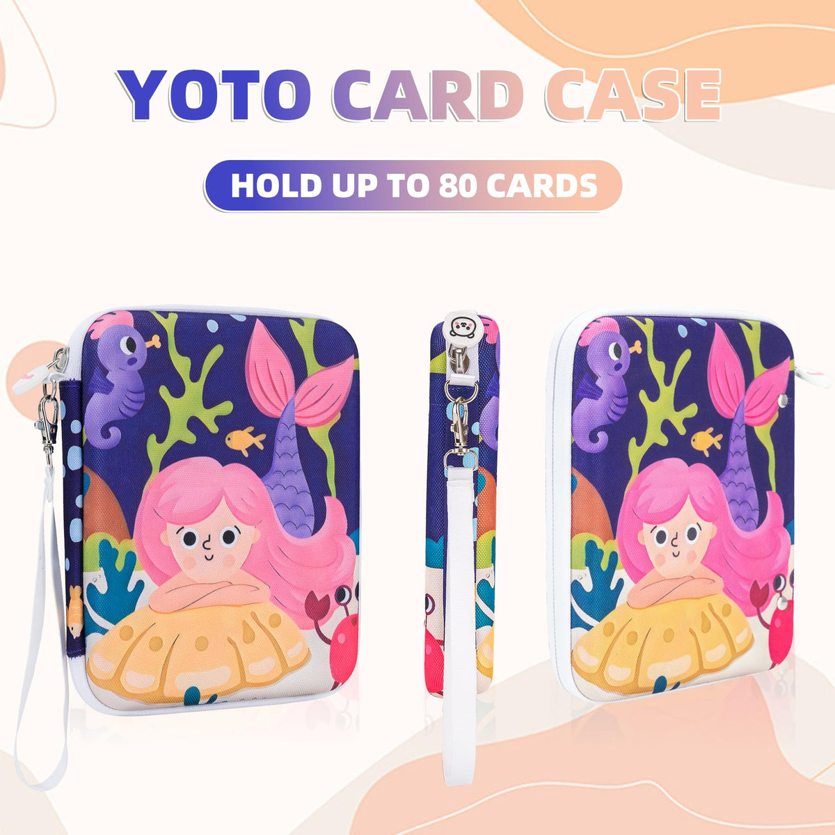 Fonwill 80-Pocket Yoto Card Case with Zipper – Portable Card Holder Book (Mermaids)