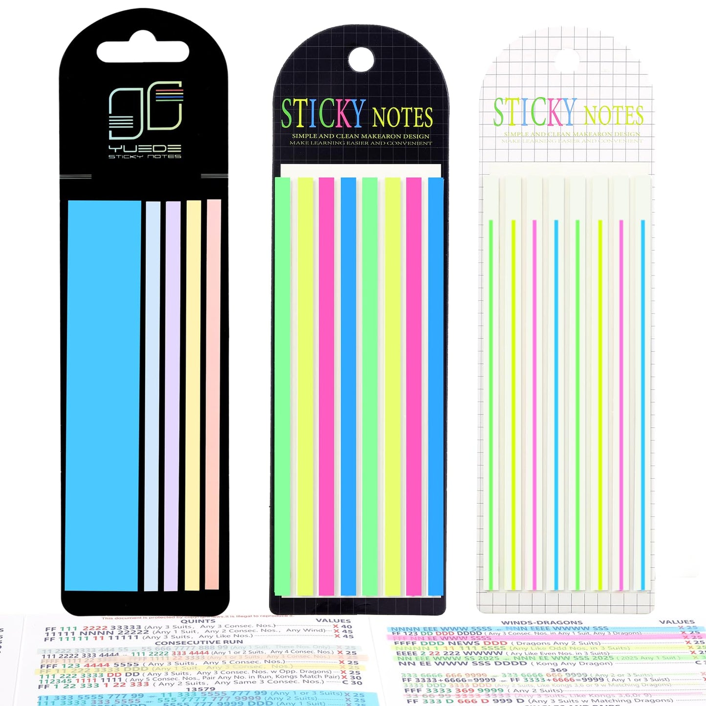 fooind 420-Piece Mahjong Line Finder Set – Transparent Highlighter Tape for Cards & Tiles, Reusable, No Residue