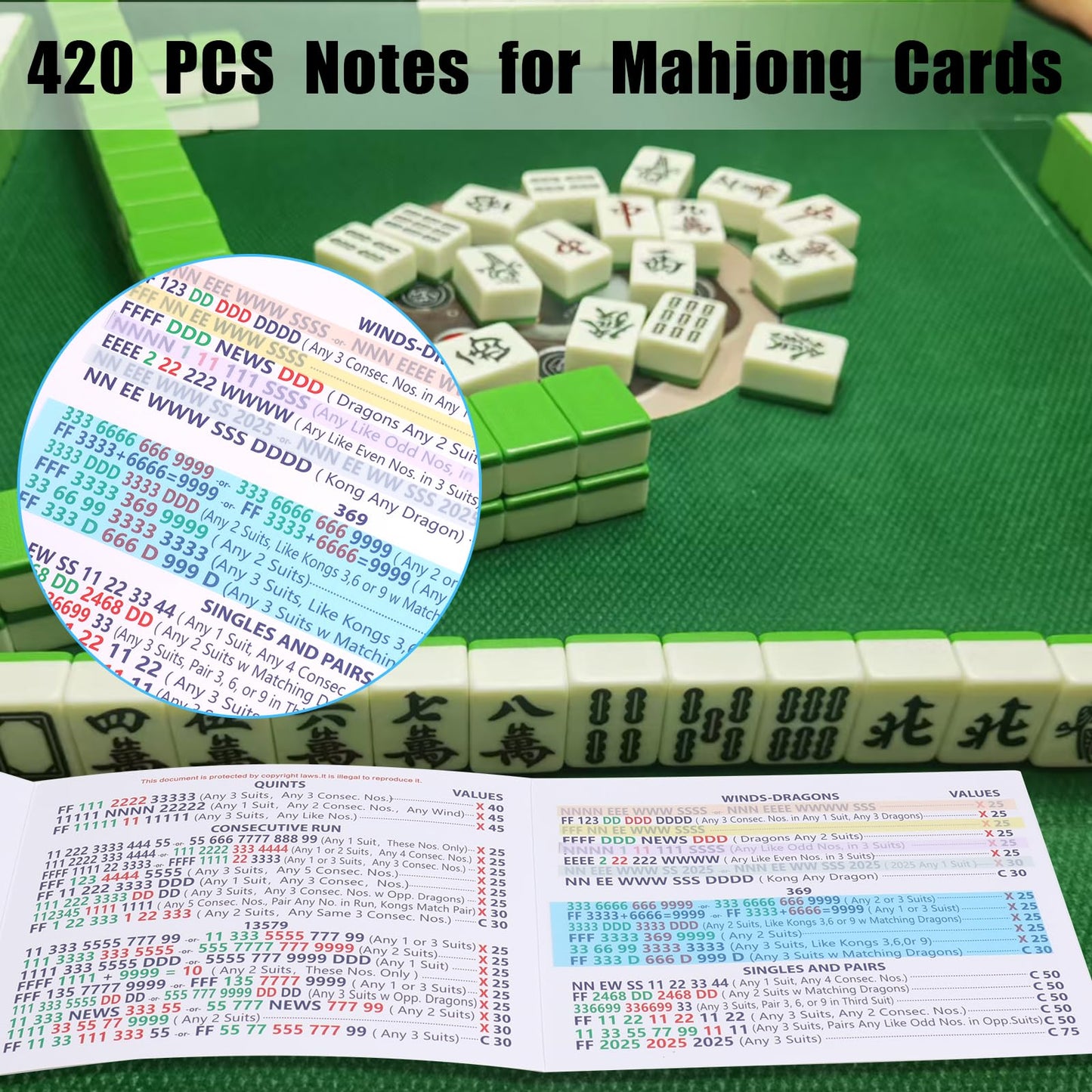 fooind 420-Piece Mahjong Line Finder Set – Transparent Highlighter Tape for Cards & Tiles, Reusable, No Residue
