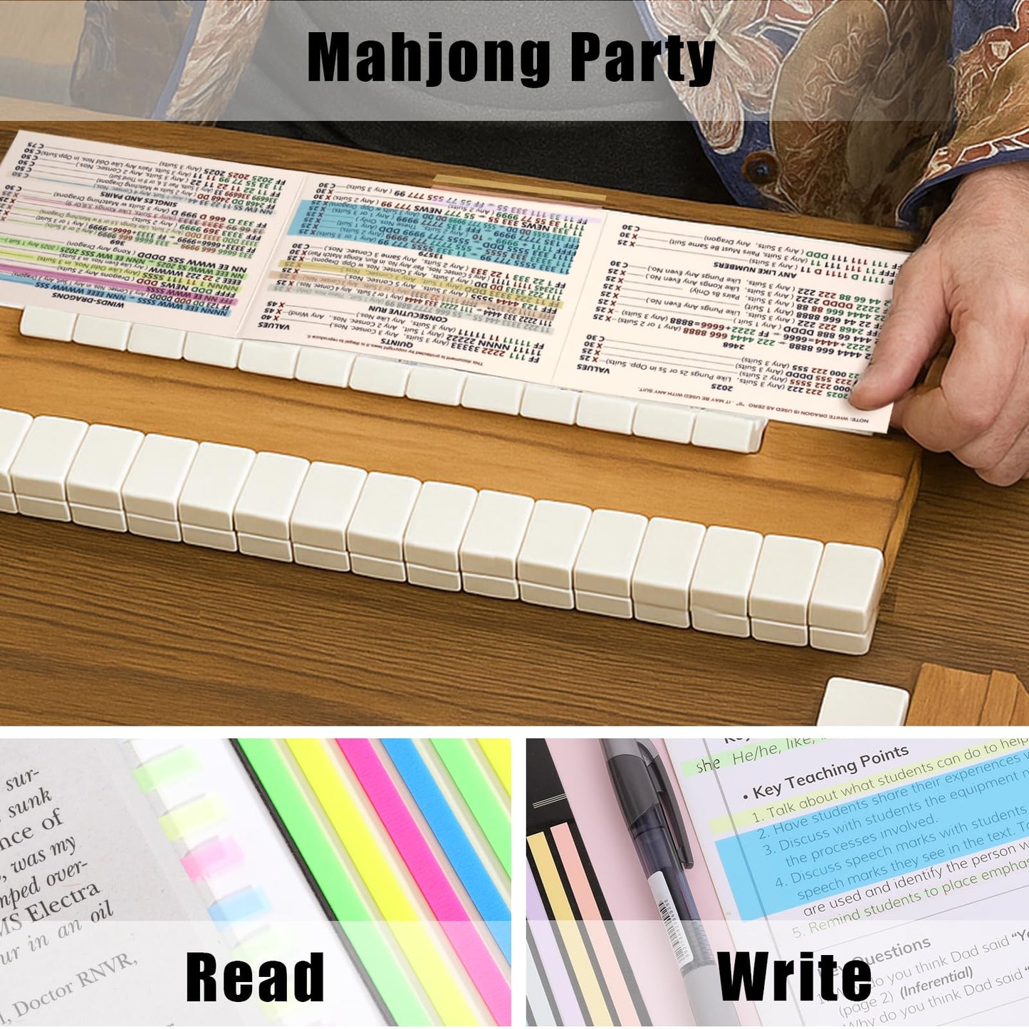fooind 420-Piece Mahjong Line Finder Set – Transparent Highlighter Tape for Cards & Tiles, Reusable, No Residue
