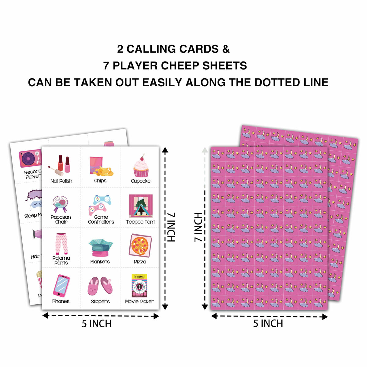 Foosproea Sleepover Bingo Cards – 24-Player Pajama Party Game for Slumber Parties
