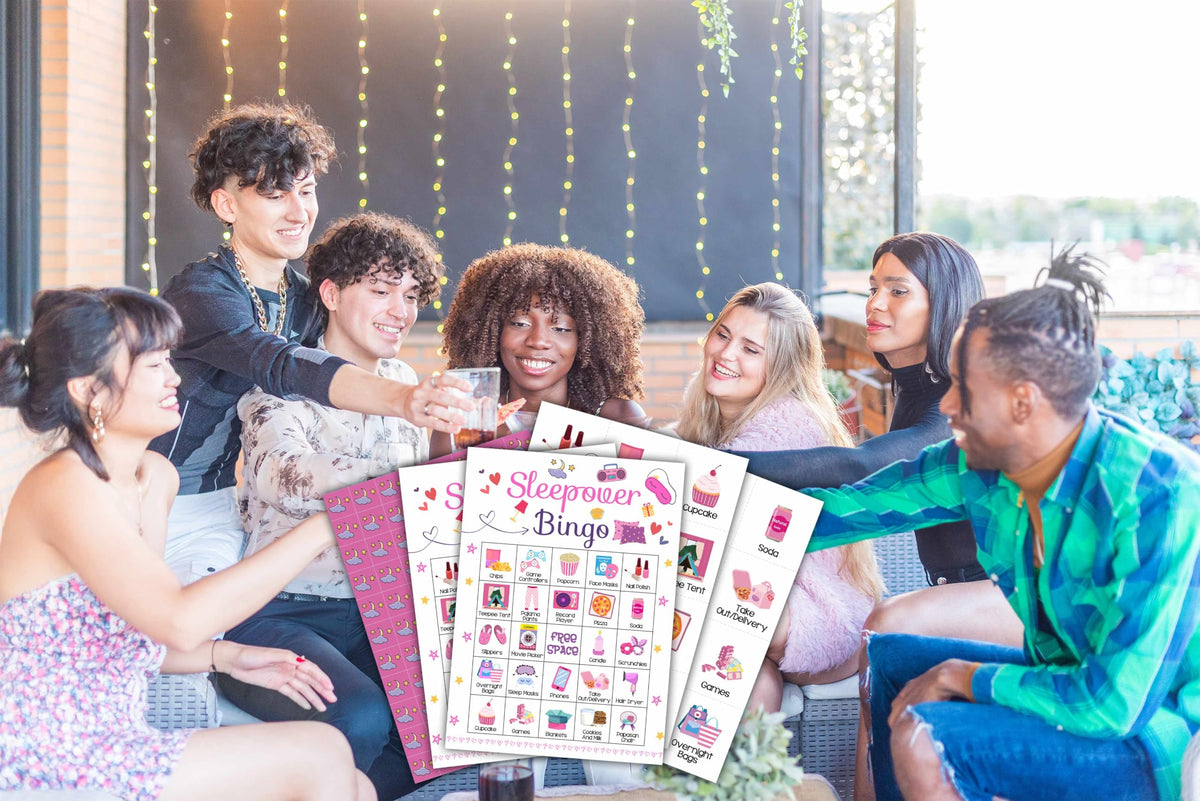 Foosproea Sleepover Bingo Cards – 24-Player Pajama Party Game for Slumber Parties