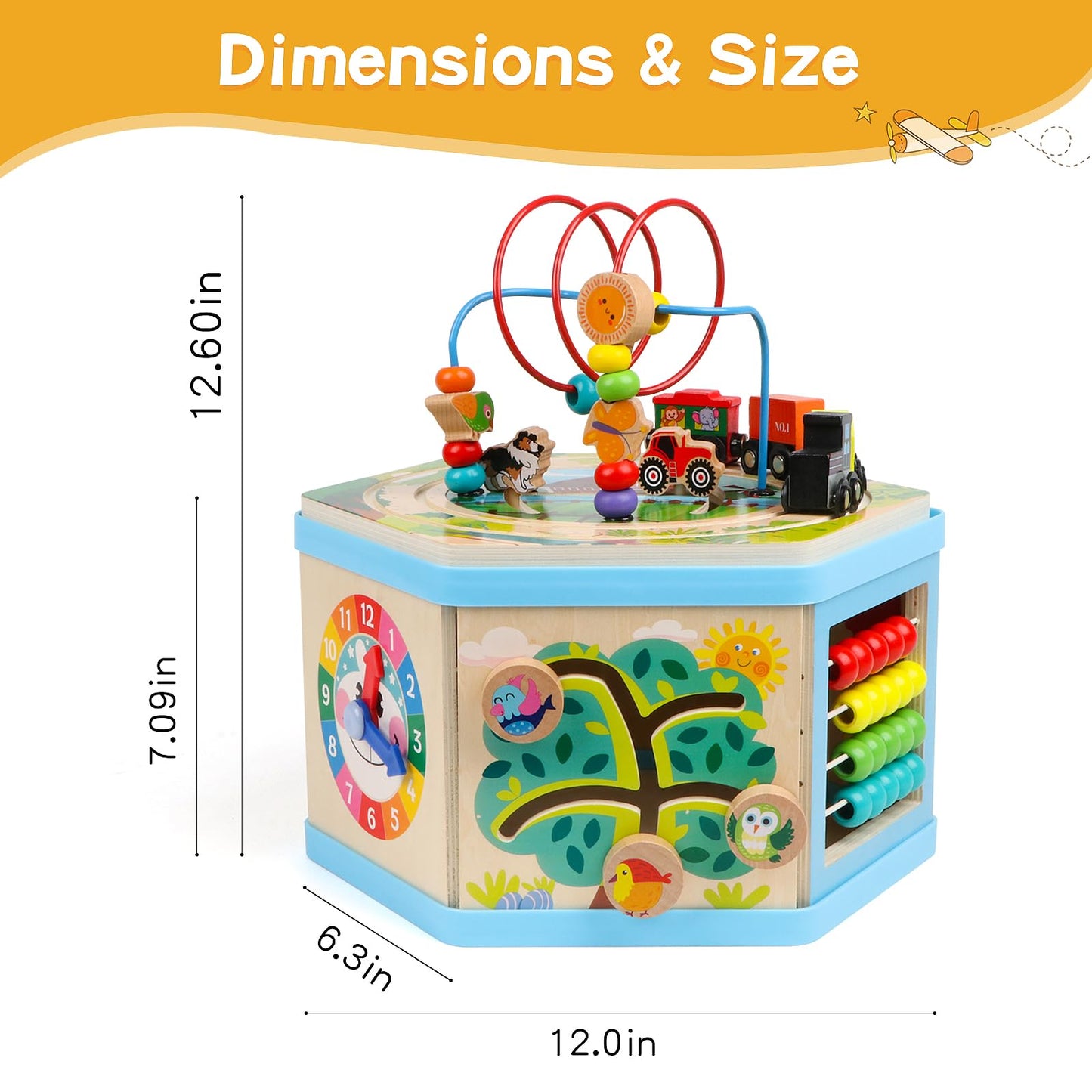FOPNETS Wooden Activity Cube 9-in-1 Montessori Toys for Toddlers (Age 1+)