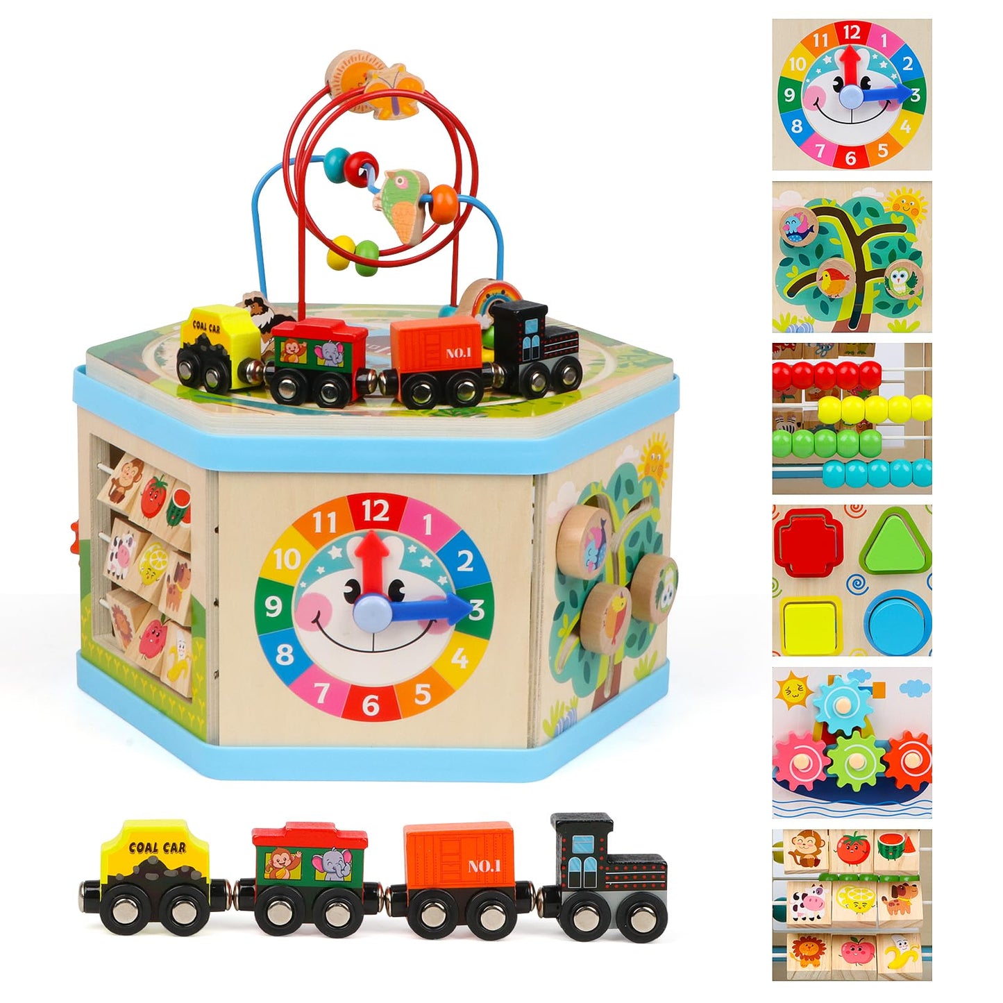 FOPNETS Wooden Activity Cube 9-in-1 Montessori Toys for Toddlers (Age 1+)