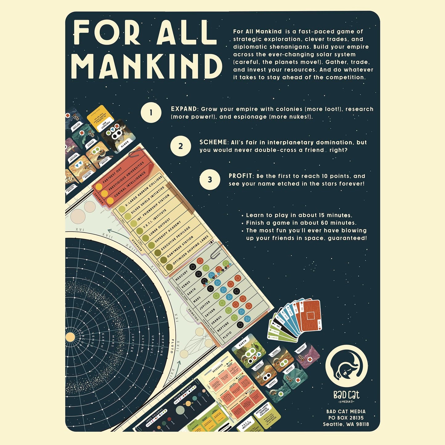 For All Mankind Board Game | Space Strategy for 1-4 Players | Ages 14+