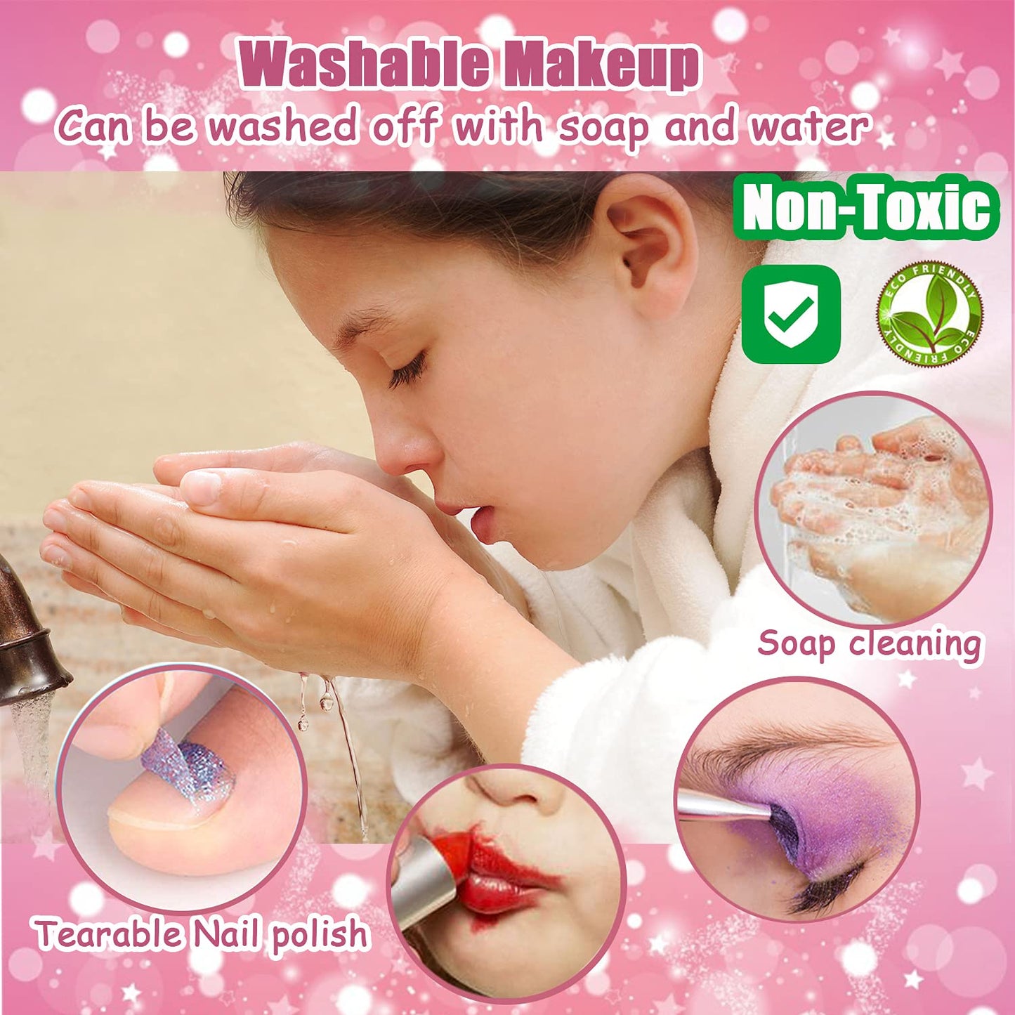 For Ideahome Kids Washable Makeup Kit – Real Makeup Set for Girls 4–10