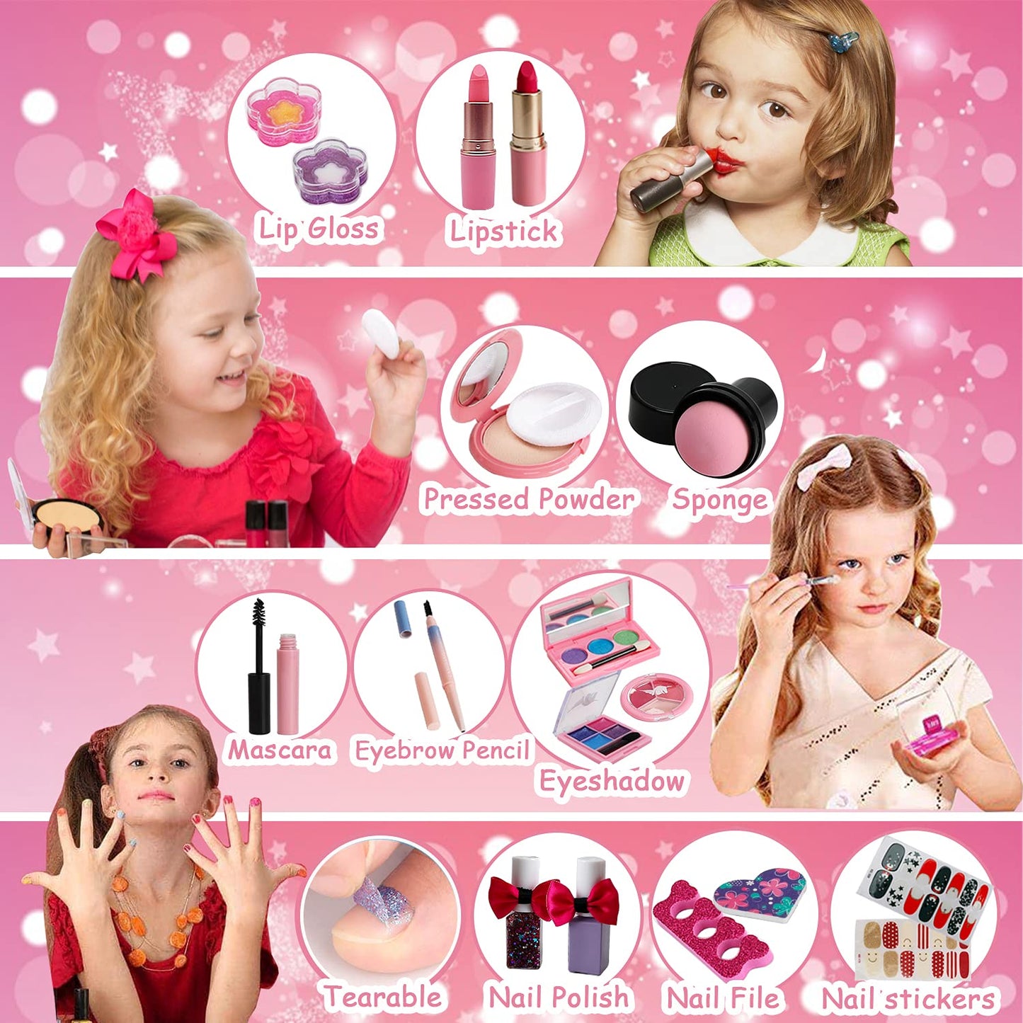 For Ideahome Kids Washable Makeup Kit – Real Makeup Set for Girls 4–10