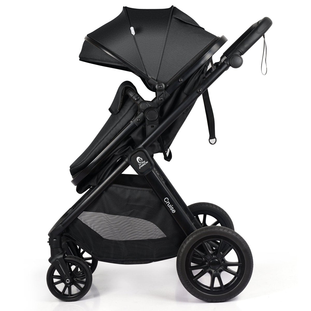 For Your Little One Cruise 3 In 1 Travel System With Car Seat And ISOFIX Base - Eclipse Black (Free Cupholder / Seat Liner Included!)