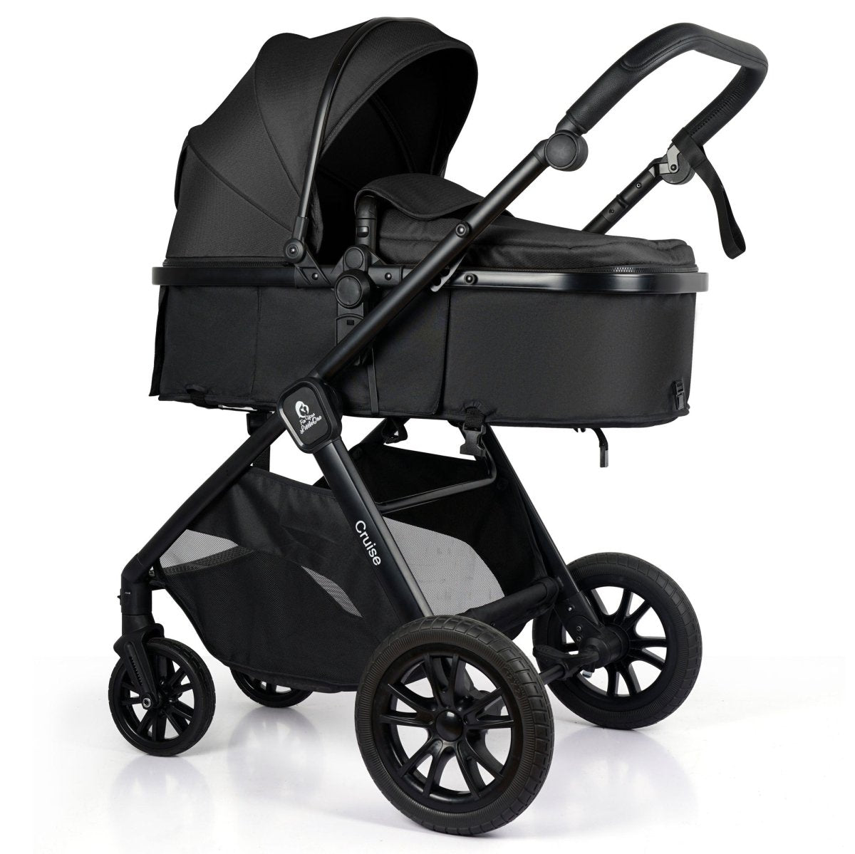 For Your Little One Cruise 3 In 1 Travel System With Car Seat And ISOFIX Base - Eclipse Black (Free Cupholder / Seat Liner Included!)