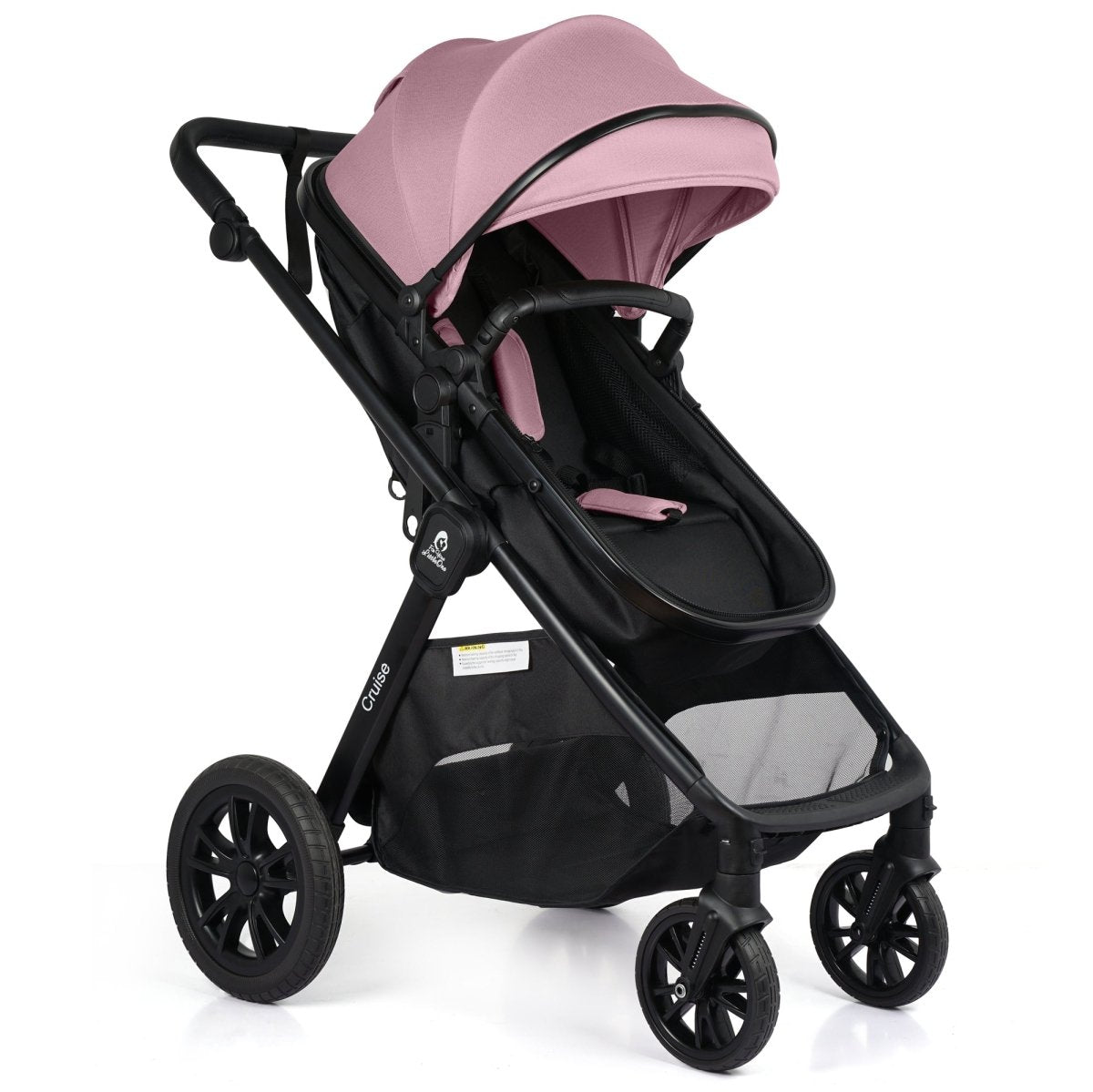 For Your Little One Cruise 3 In 1 Travel System With Car Seat And ISOFIX Base - Blush Rose (Free Cupholder And Seat Liner Included!)
