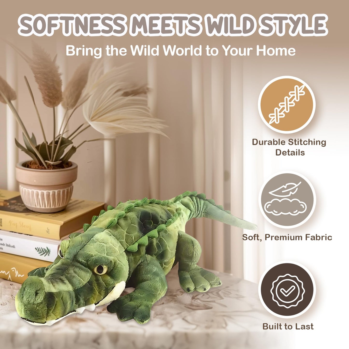 Forest & Twelfth 17.75-Inch Crocodile Plush – Premium Stuffed Animal Gift for Kids 3+