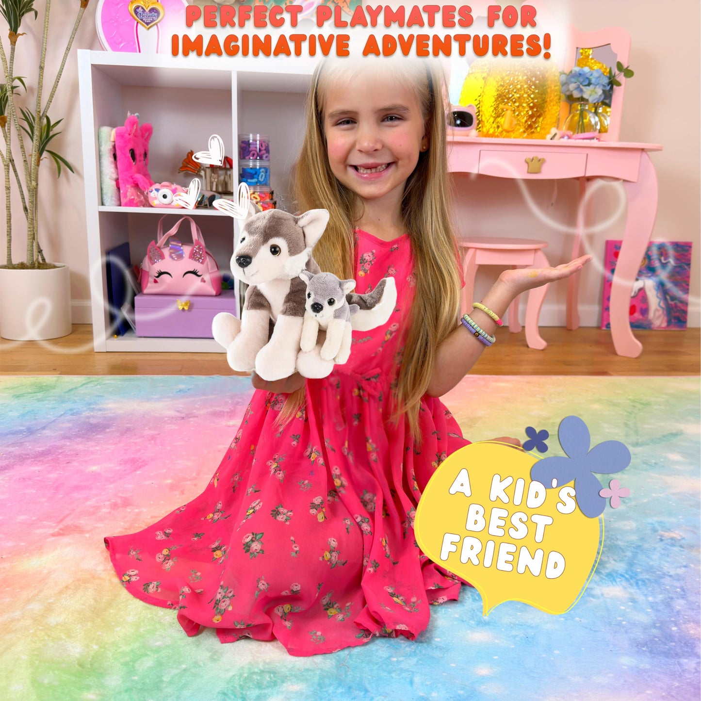 Forest & Twelfth Mom and Baby Wolf Plush — Realistic Nursery Toy