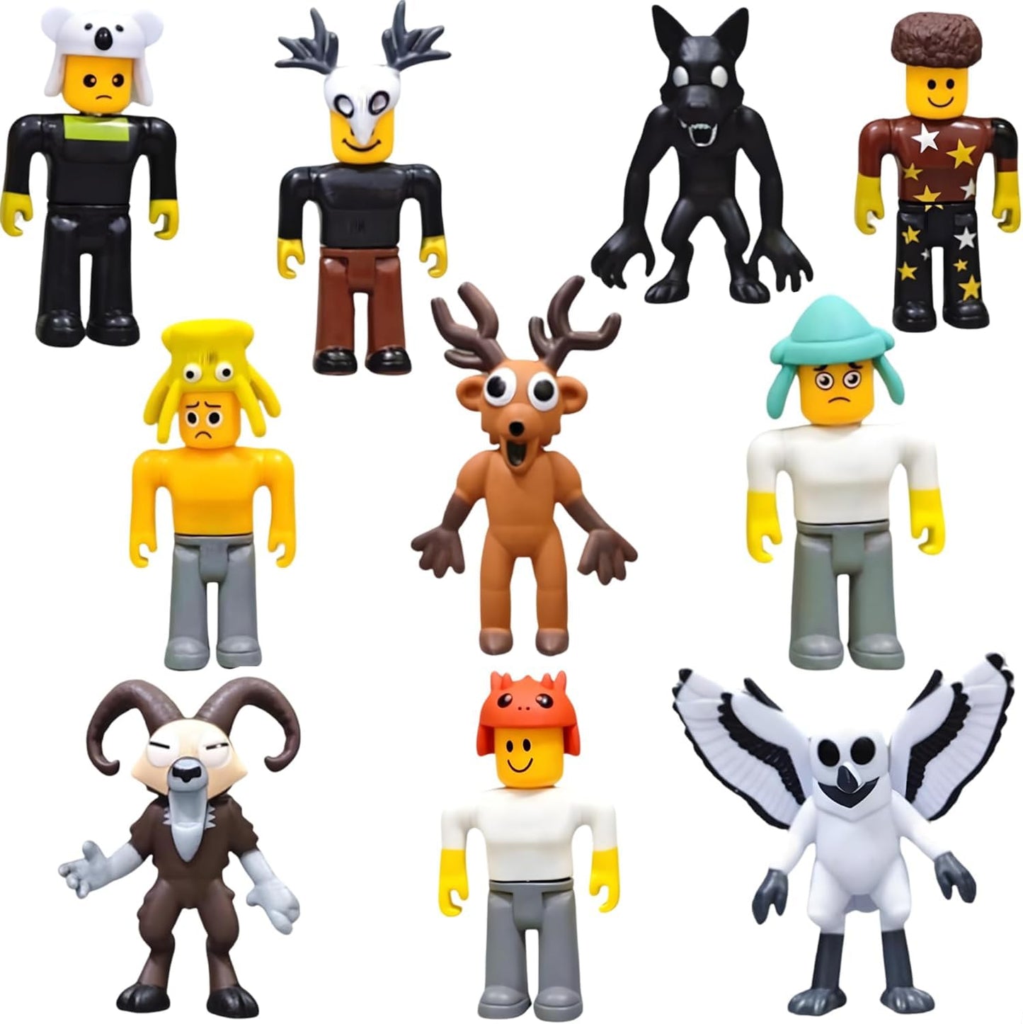 99 Nights in The Forest: 10-Piece Action Figure Set – Deer, Owl, Ram & Monster Collectibles