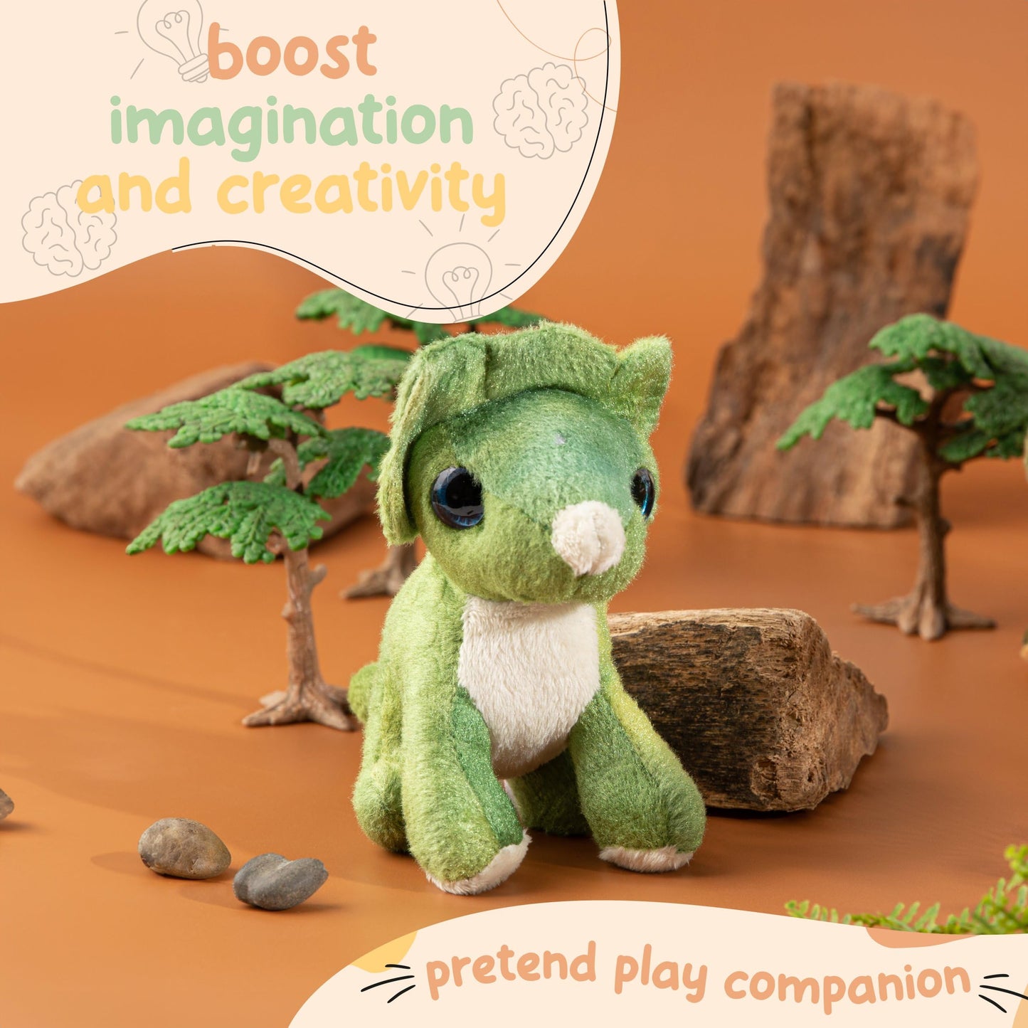 Forest & Twelfth Stuffed Triceratops – Mini Plush Toy, Party Favors & Classroom Prizes