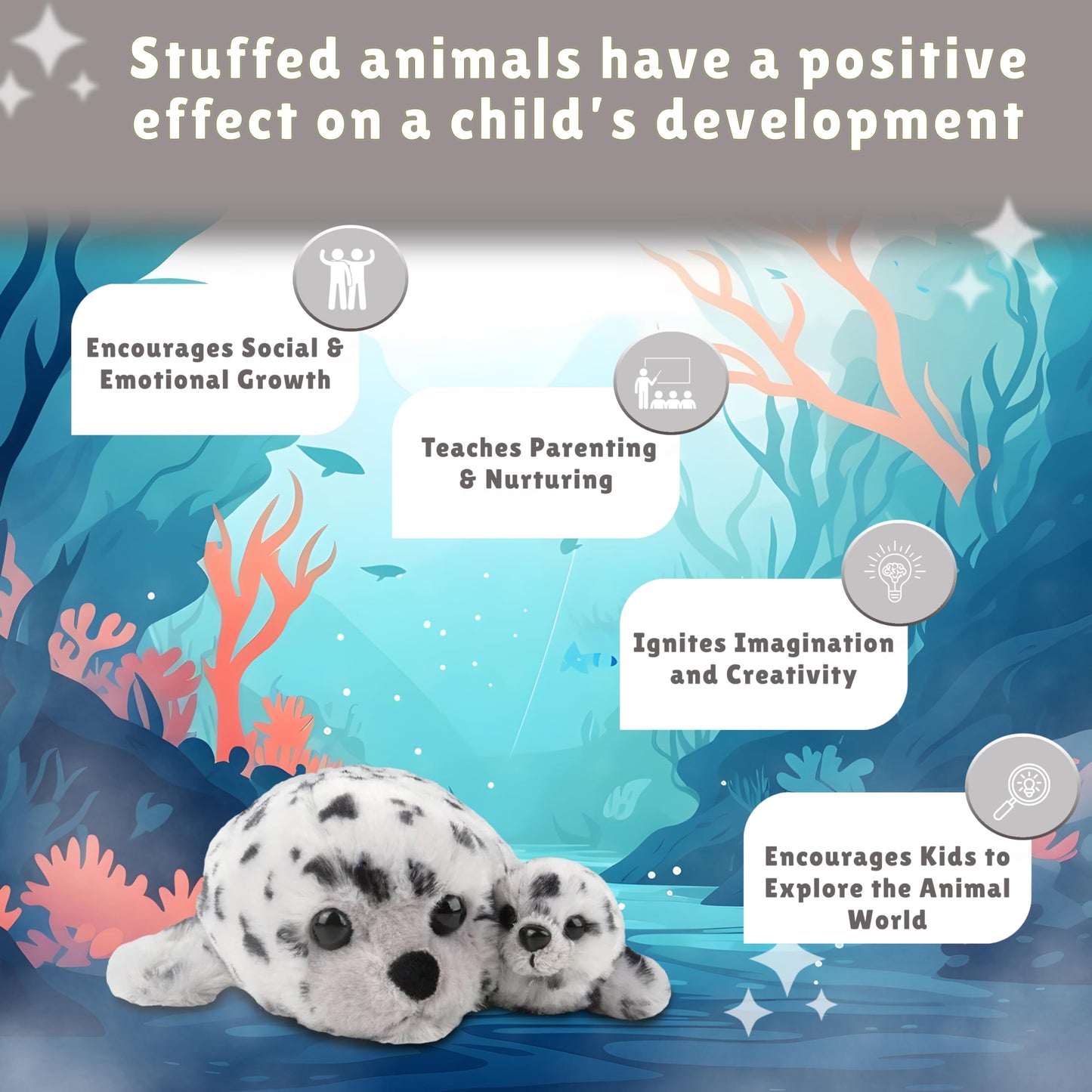 Forest & Twelfth Mom-Baby Harbor Seal Plush – Ocean Nursery Decor & Baby Shower Gift