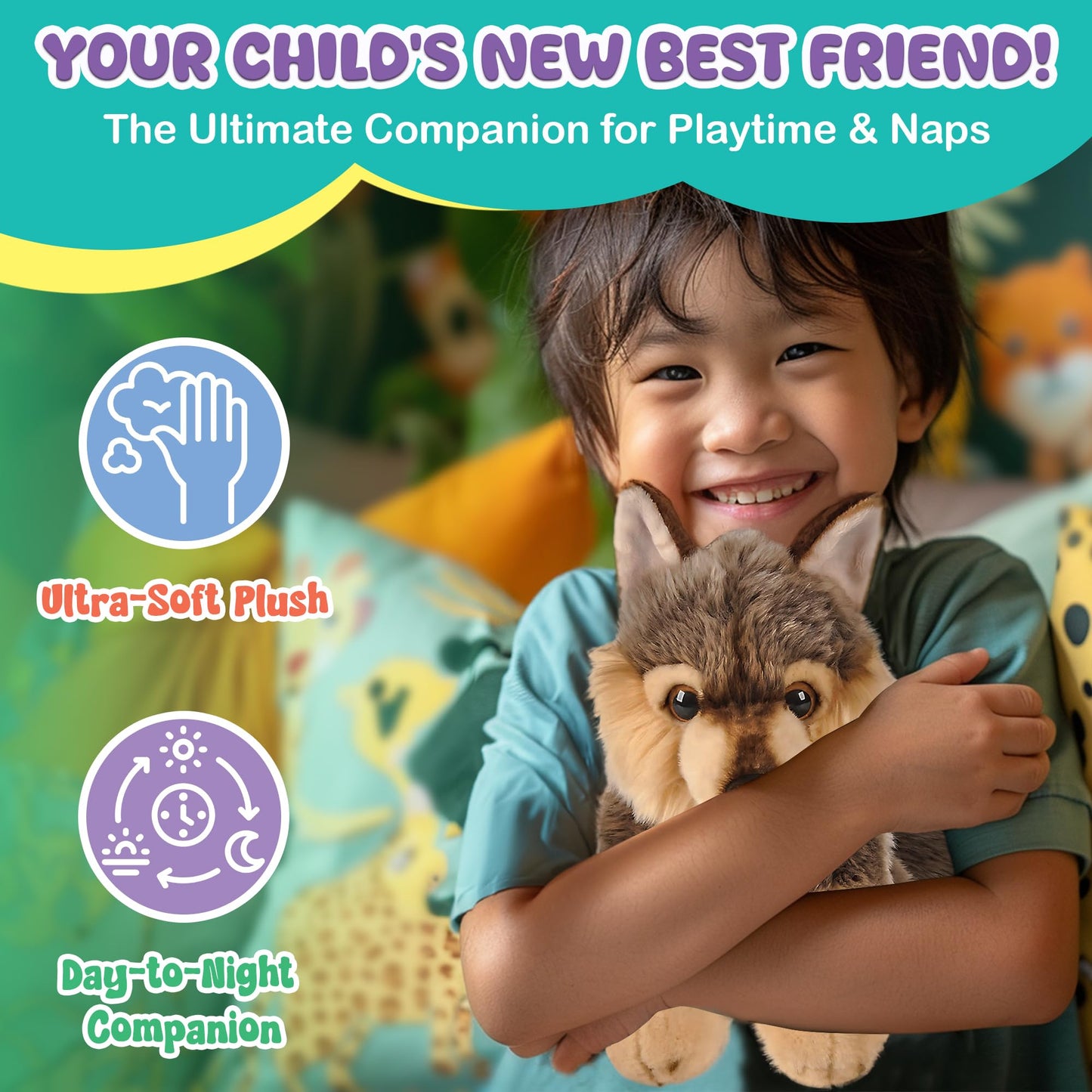 Forest & Twelfth 12in Stuffed Wolf Plush – Heirloom Collection, Premium Materials