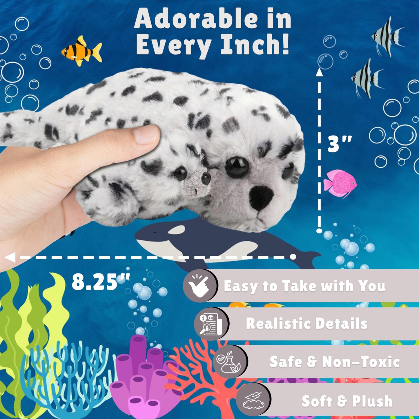 Forest & Twelfth Mom-Baby Harbor Seal Plush – Ocean Nursery Decor & Baby Shower Gift