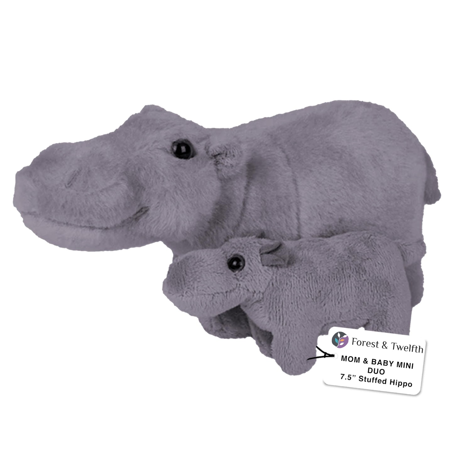 Forest & Twelfth Mom and Baby Mini Hippo Plush Toy – Nursery Safari Decor