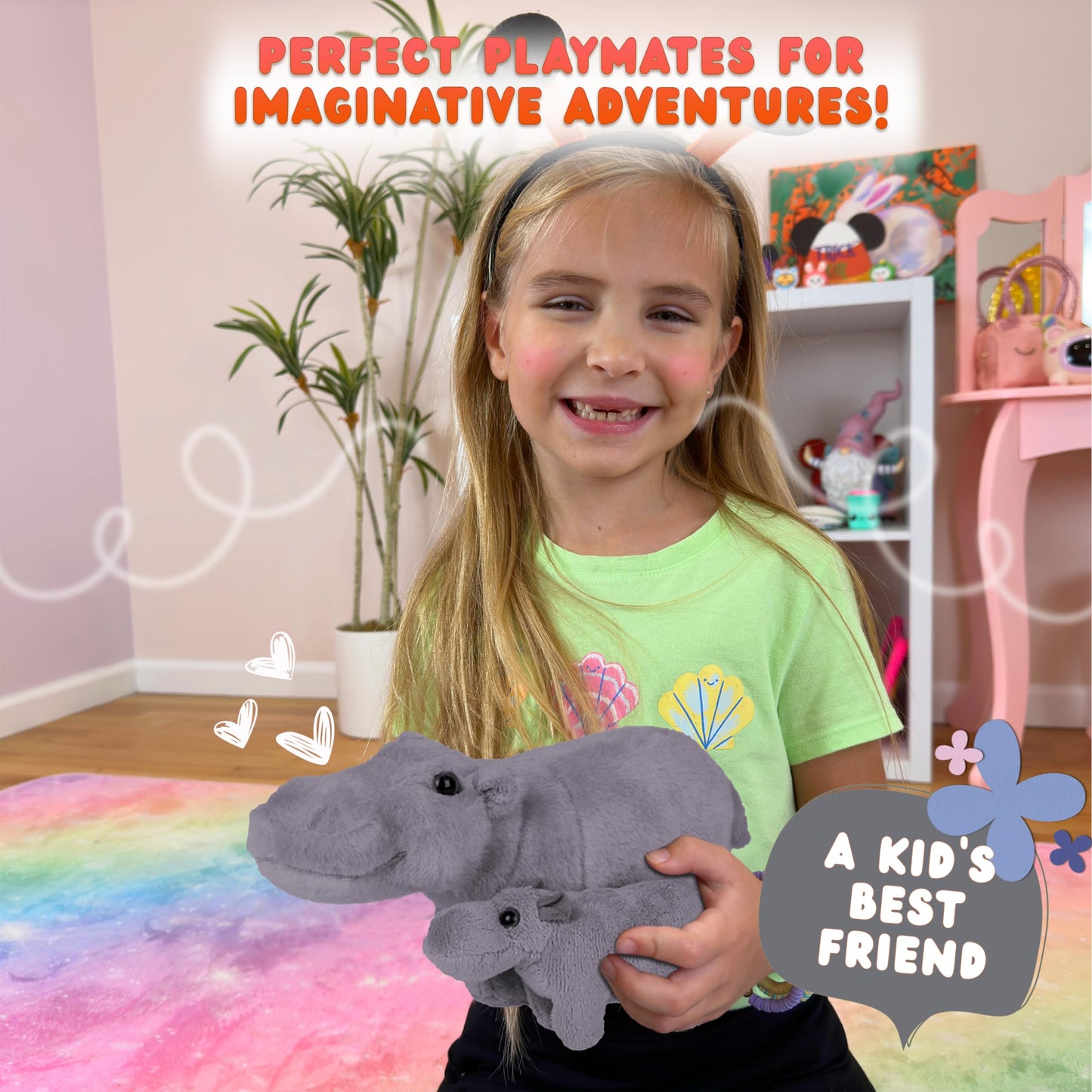 Forest & Twelfth Mom and Baby Mini Hippo Plush Toy – Nursery Safari Decor
