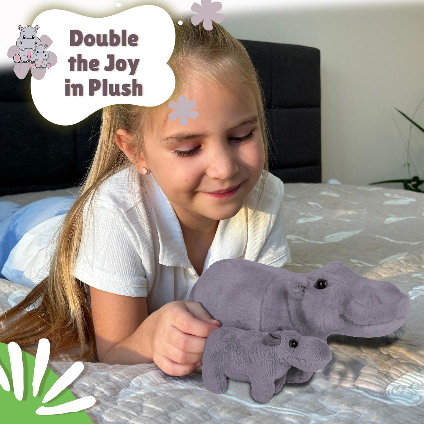 Forest & Twelfth Mom and Baby Mini Hippo Plush Toy – Nursery Safari Decor