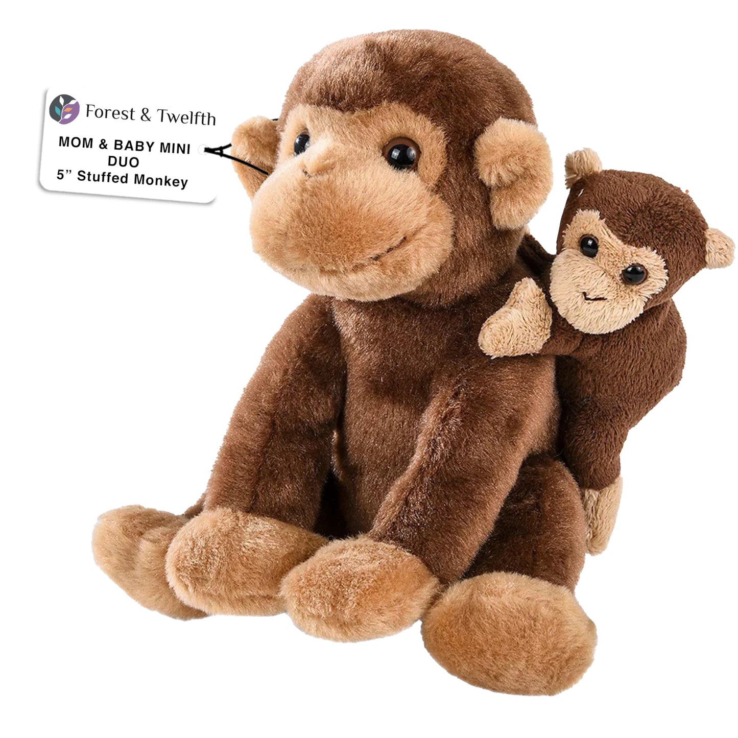 Forest & Twelfth Mom & Baby Monkey Plush Toys – Soft, Huggable Nursery Decor
