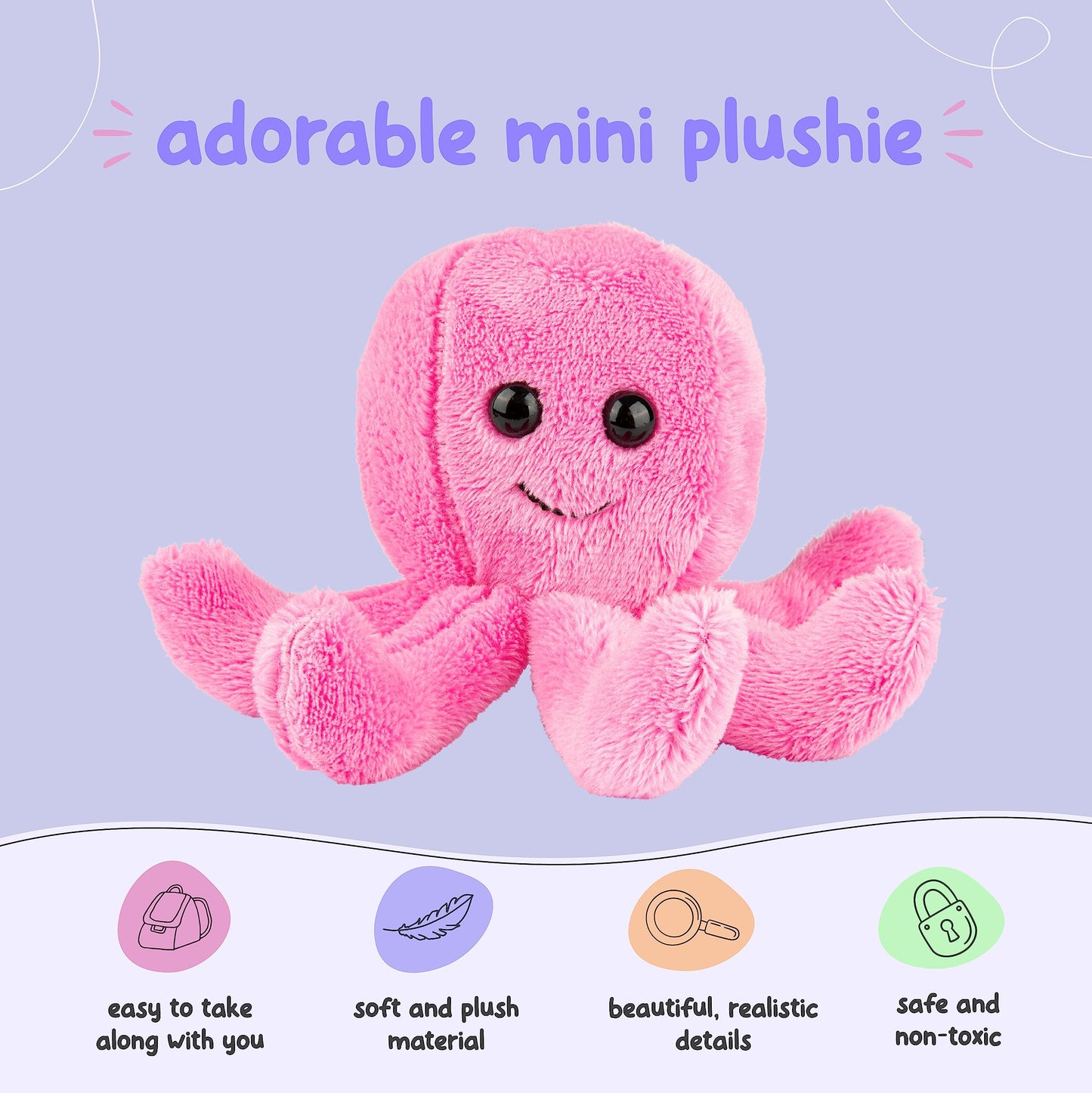 Forest & Twelfth Stuffed Octopus – Mini Plush Toy, Pocket-Sized Ocean Friend for Kids