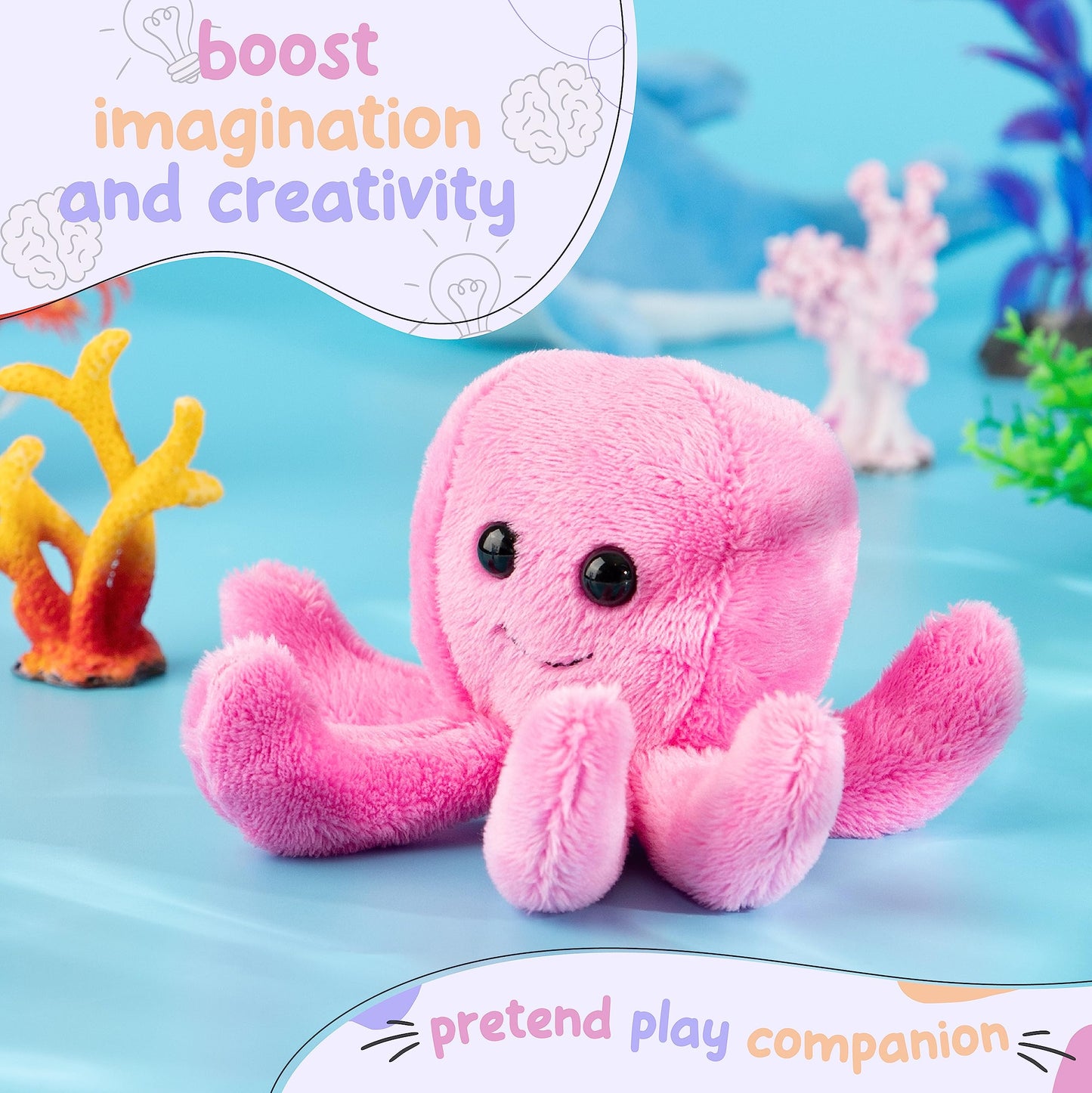Forest & Twelfth Stuffed Octopus – Mini Plush Toy, Pocket-Sized Ocean Friend for Kids