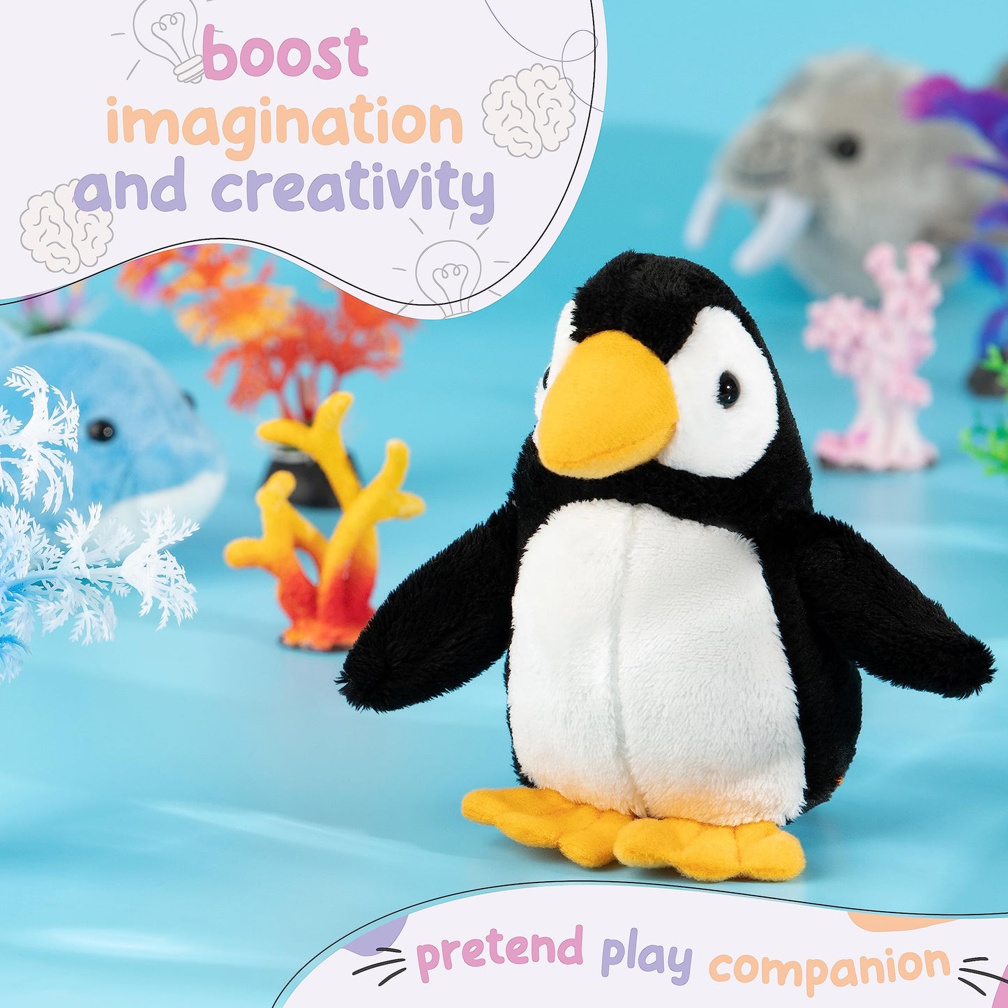 Forest & Twelfth Stuffed Baby Penguin – Mini Plush Toy for Kids, Party Favors & Stocking Stuffers