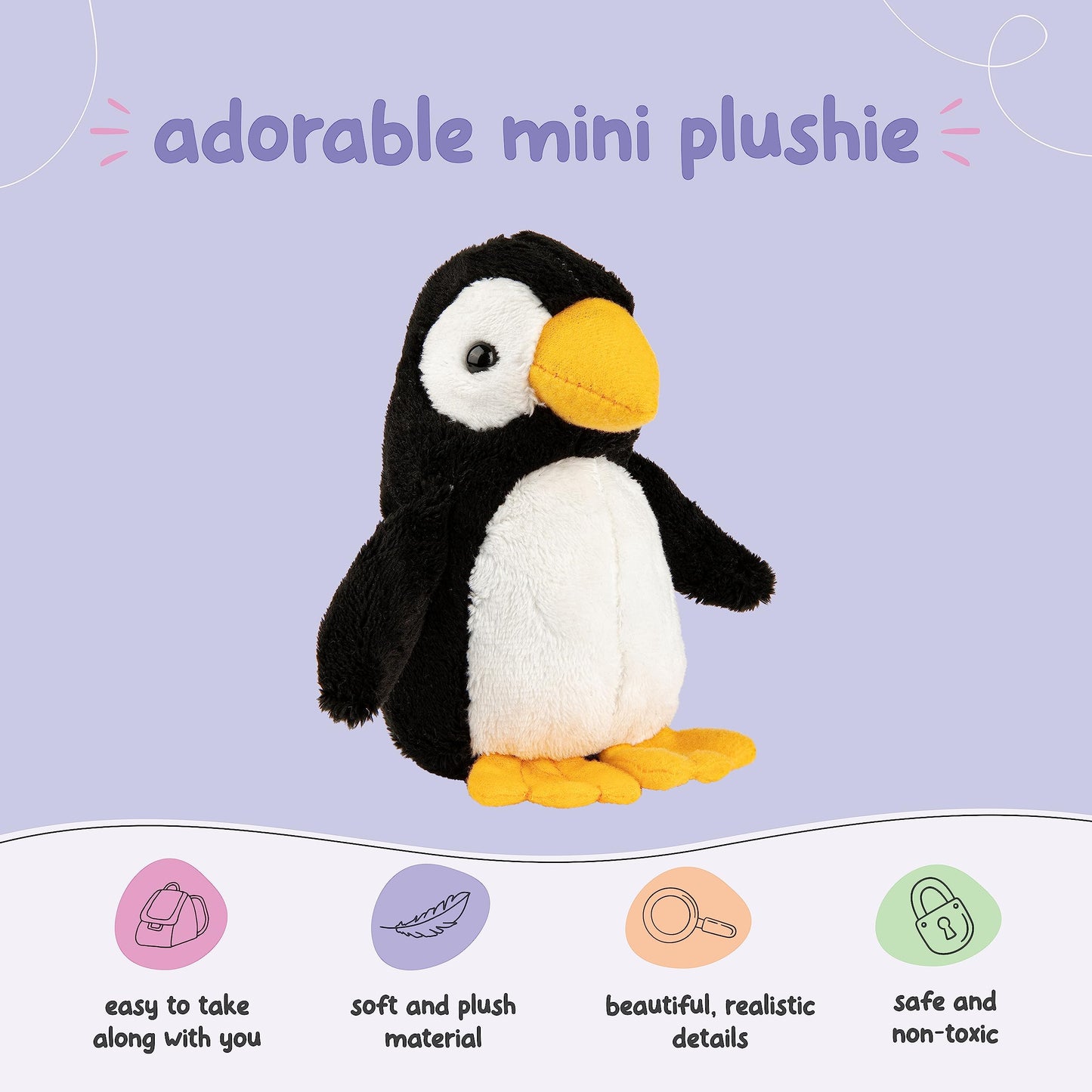 Forest & Twelfth Stuffed Baby Penguin – Mini Plush Toy for Kids, Party Favors & Stocking Stuffers
