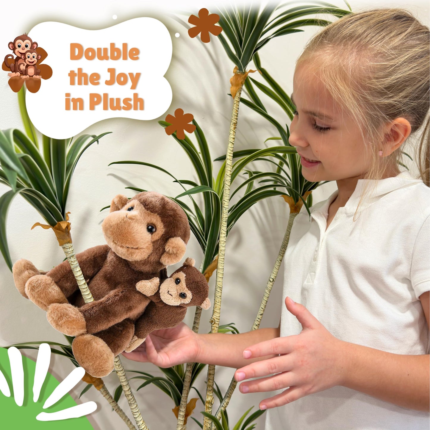 Forest & Twelfth Mom & Baby Monkey Plush Toys – Soft, Huggable Nursery Decor