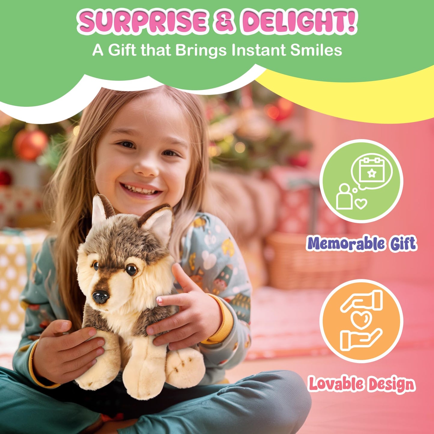 Forest & Twelfth 12in Stuffed Wolf Plush – Heirloom Collection, Premium Materials